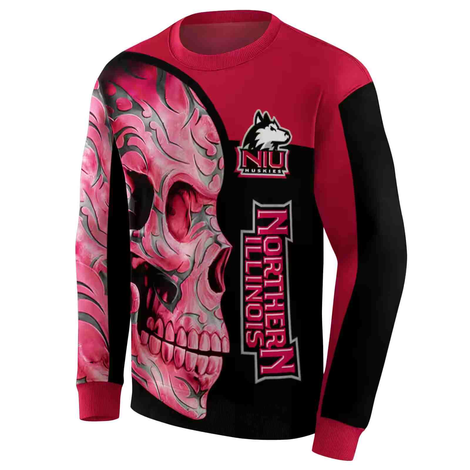 northern illinois huskies skull motif red black hoodie new arrival