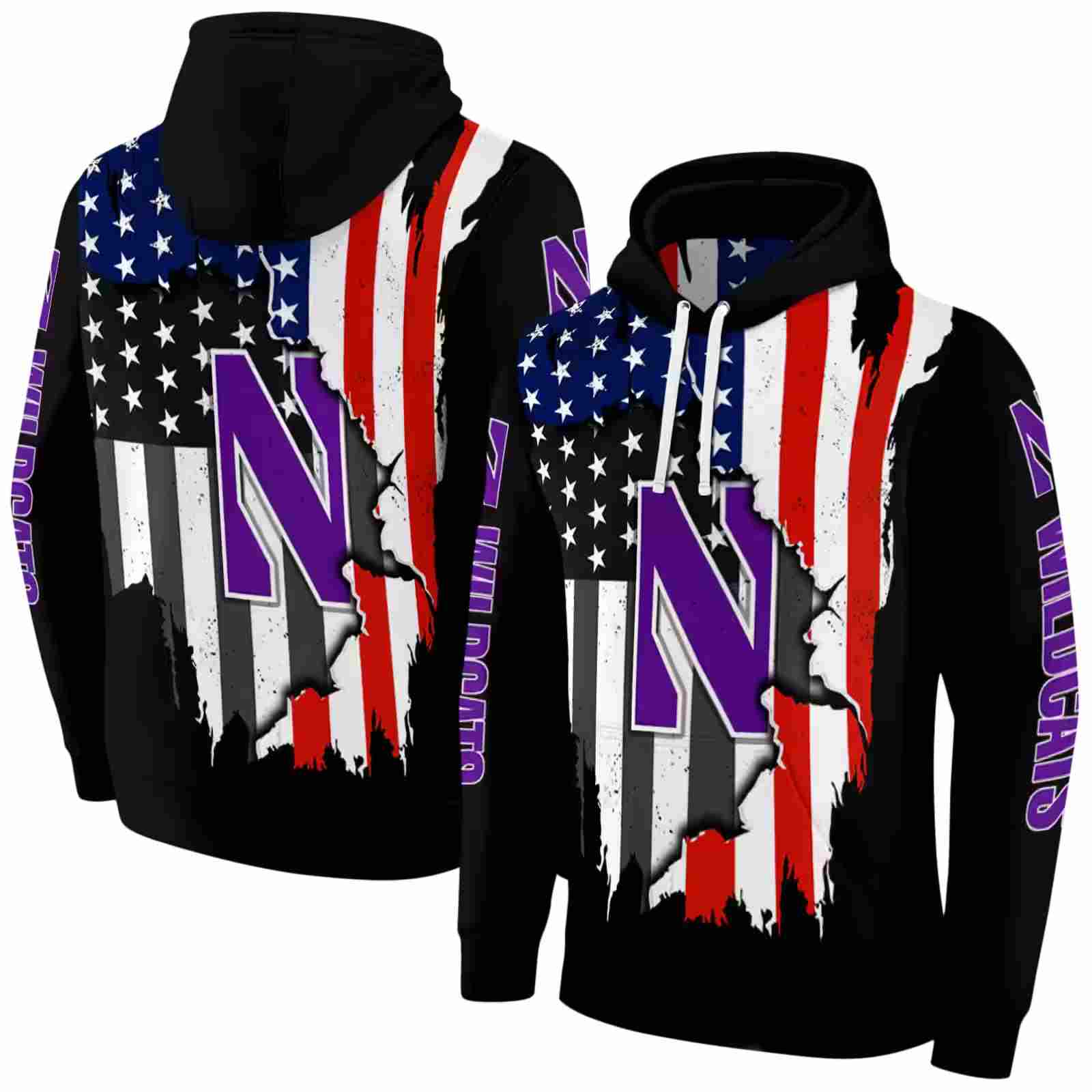 northwestern wildcats american pride black hoodie fashion forward