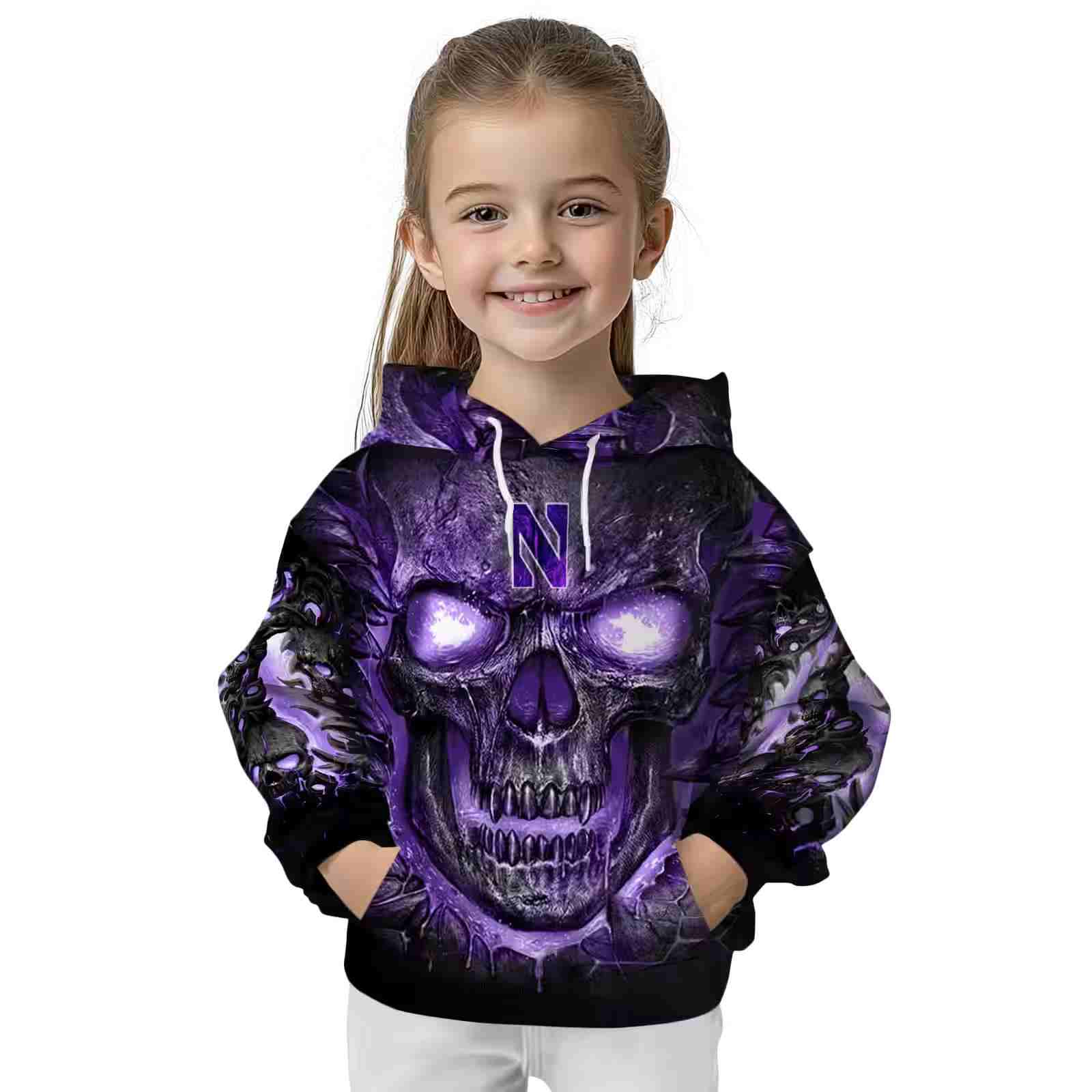 northwestern wildcats demonic skull purple black hoodie top rated