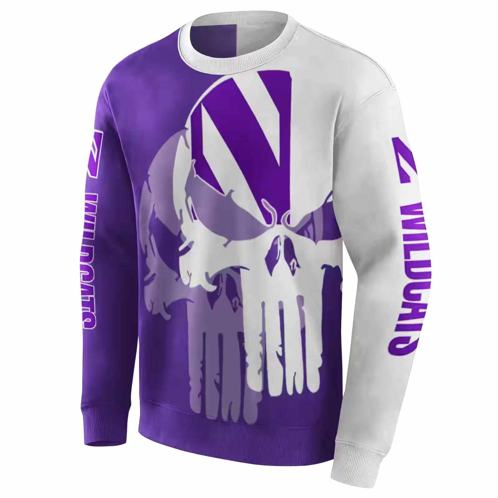 northwestern wildcats graphic punisher purple white hoodie new arrival