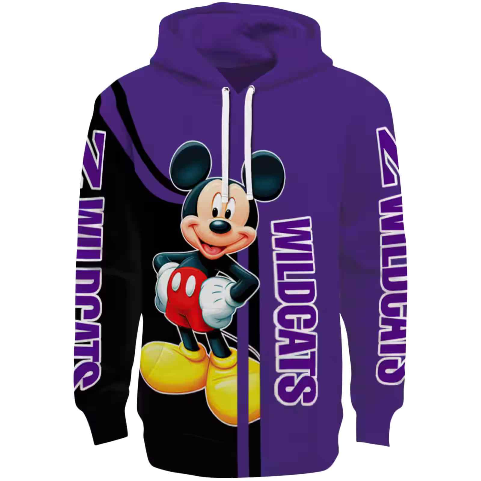 Northwestern Wildcats Mickey Mouse Purple Black Hoodie