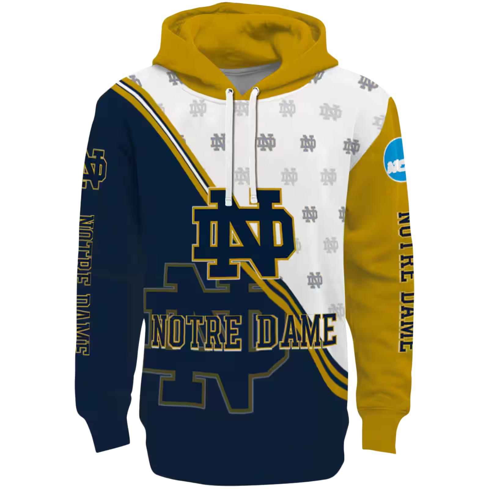 Notre Dame Fighting Irish Diagonal Stripe Navy White Hoodie