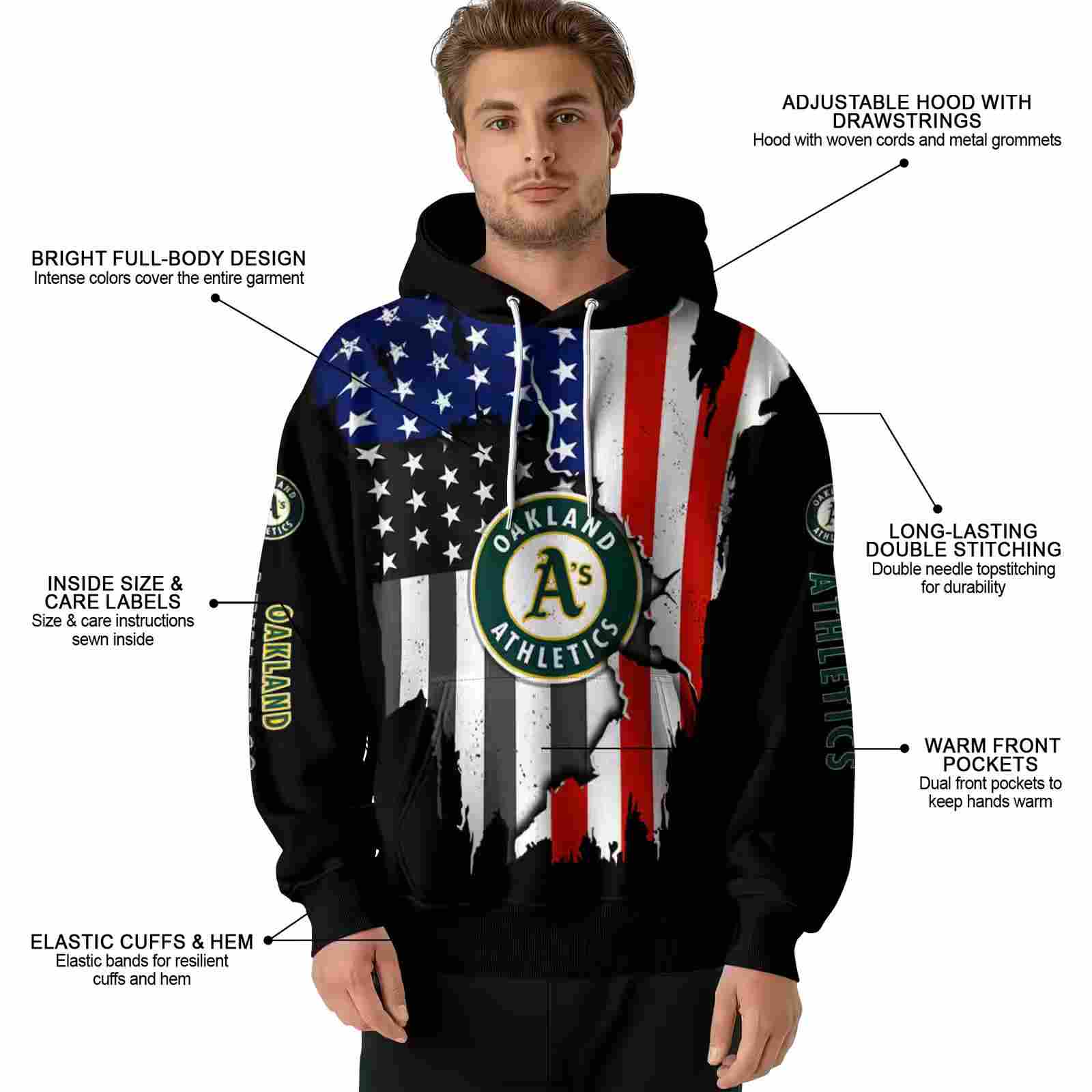 oakland athletics american pride black hoodie latest model