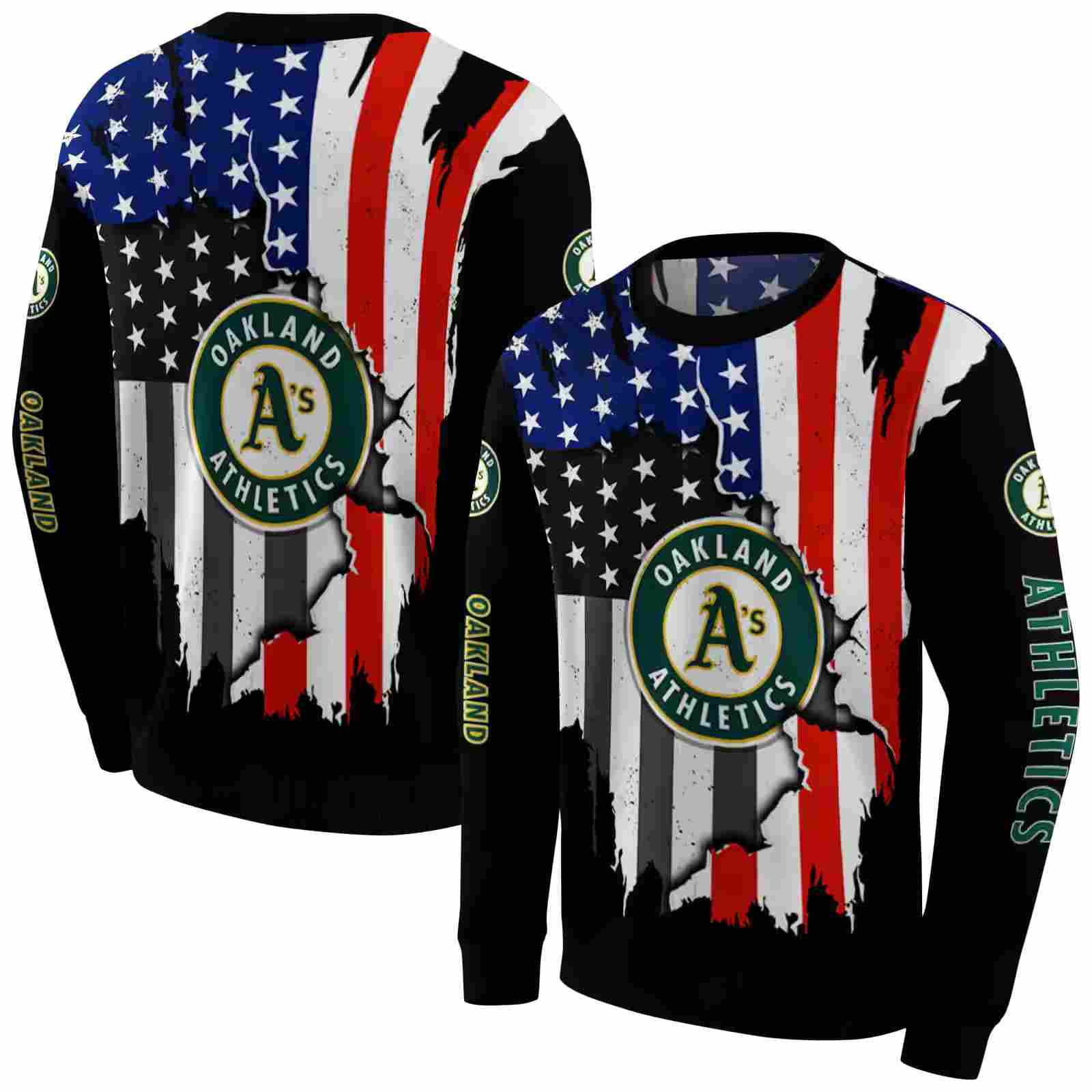 oakland athletics american pride black hoodie premium grade