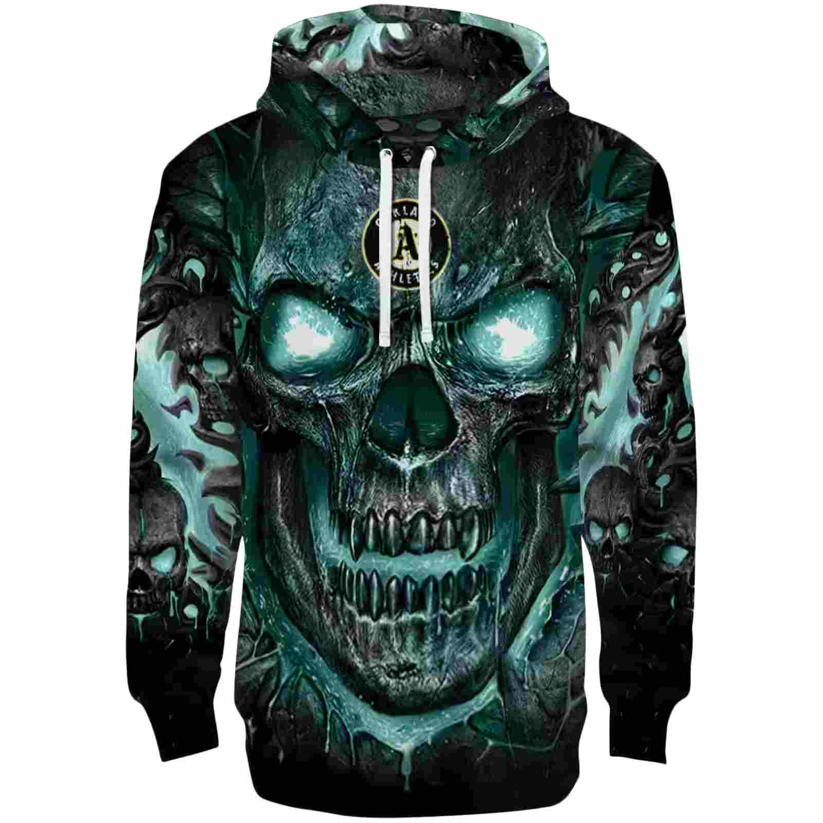 Oakland Athletics Demonic Skull Green Black Hoodie