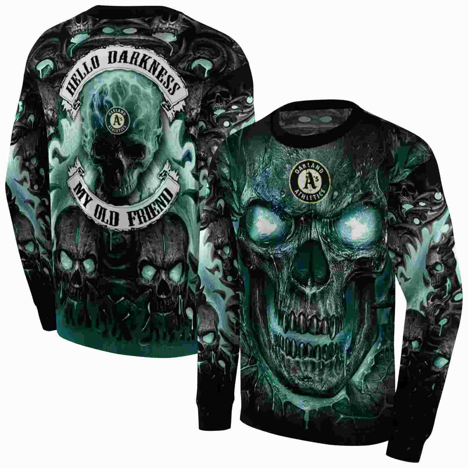 oakland athletics demonic skull green black hoodie premium grade