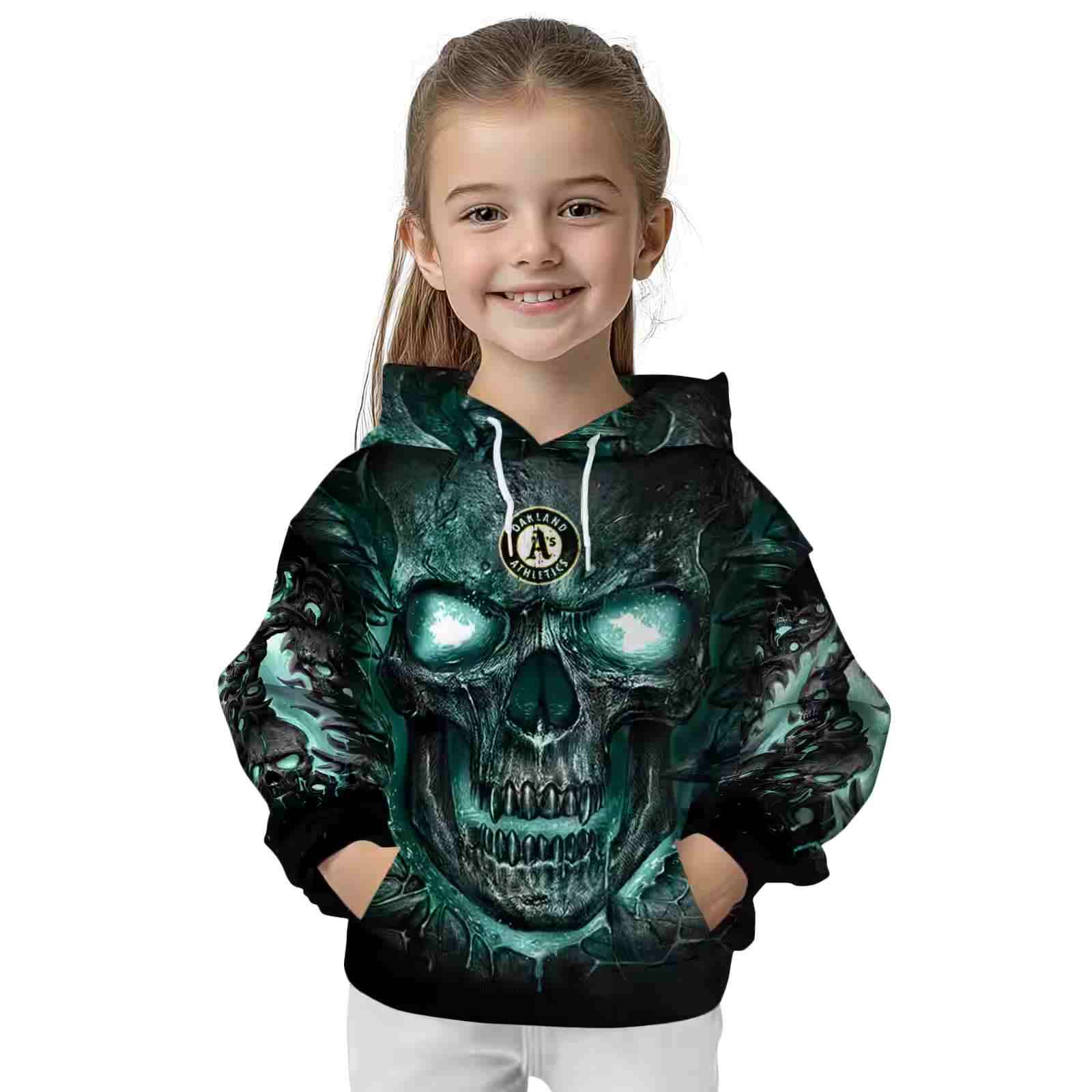 oakland athletics demonic skull green black hoodie top rated