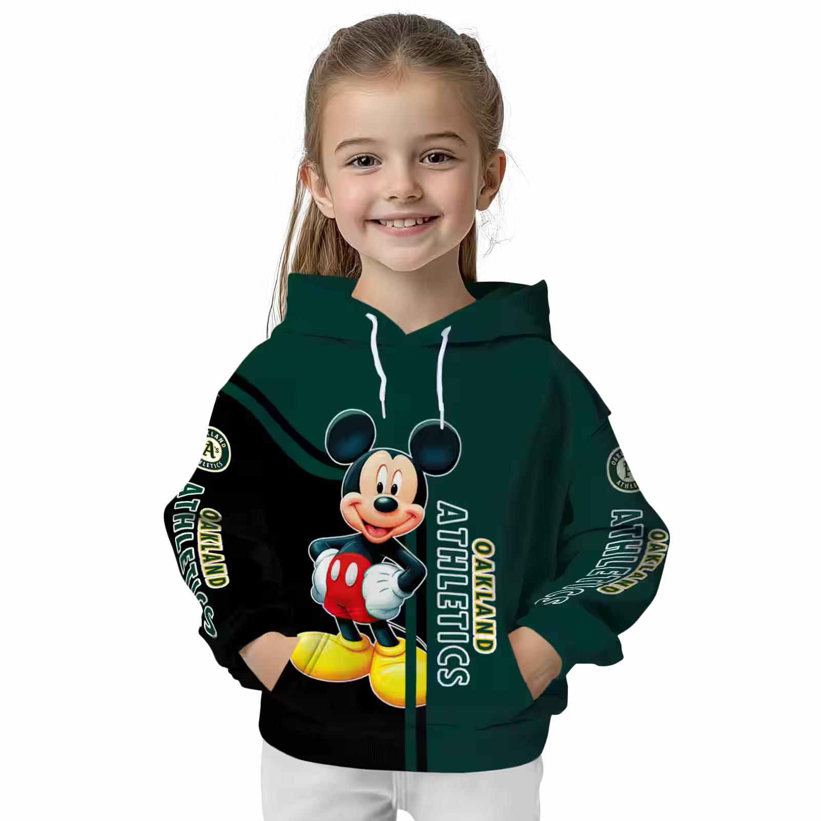 oakland athletics mickey mouse green black hoodie top rated