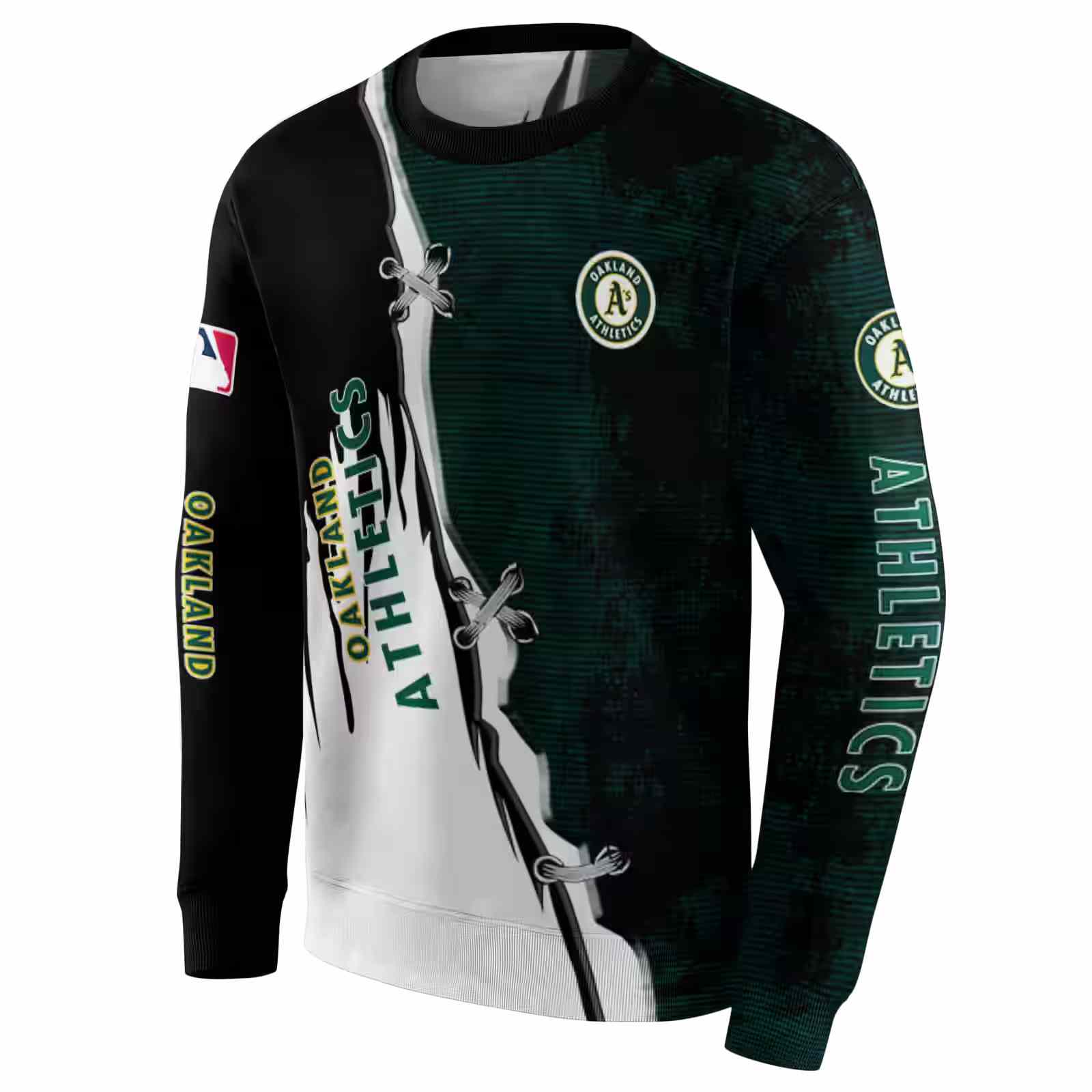 oakland athletics ripped pattern green black white hoodie new arrival