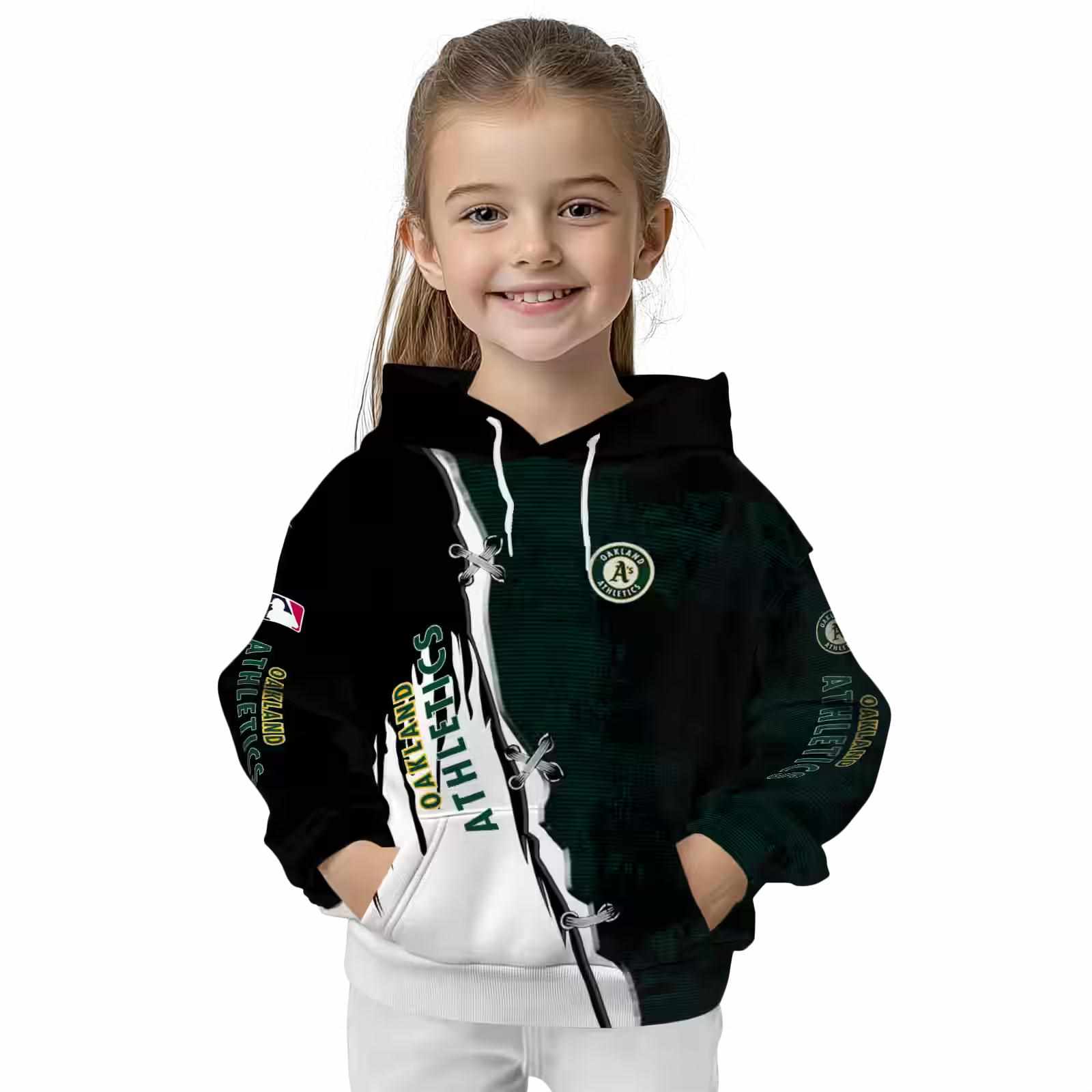 oakland athletics ripped pattern green black white hoodie top rated