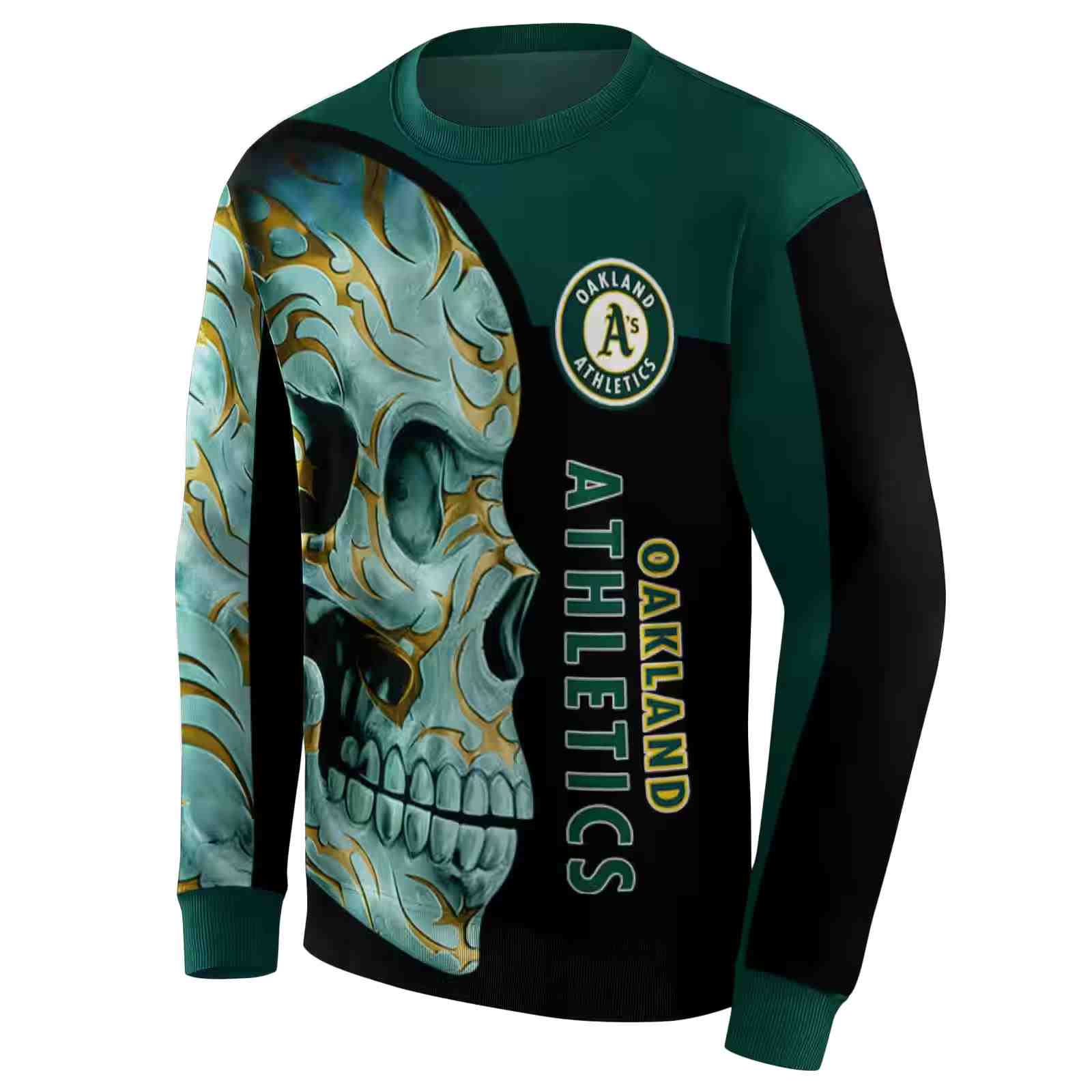 oakland athletics skull motif green black hoodie new arrival