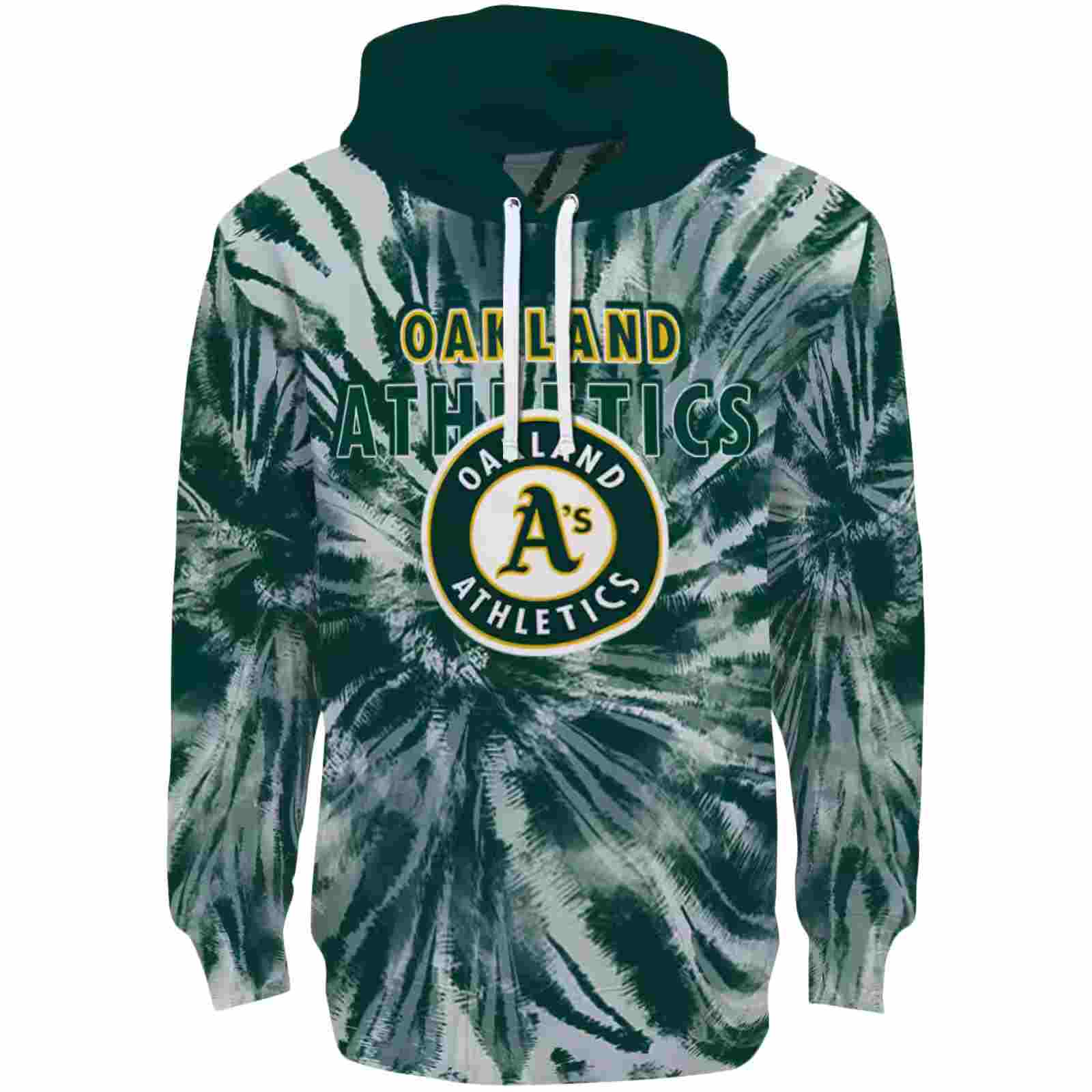 Oakland Athletics Tie Dye Pattern Green Hoodie