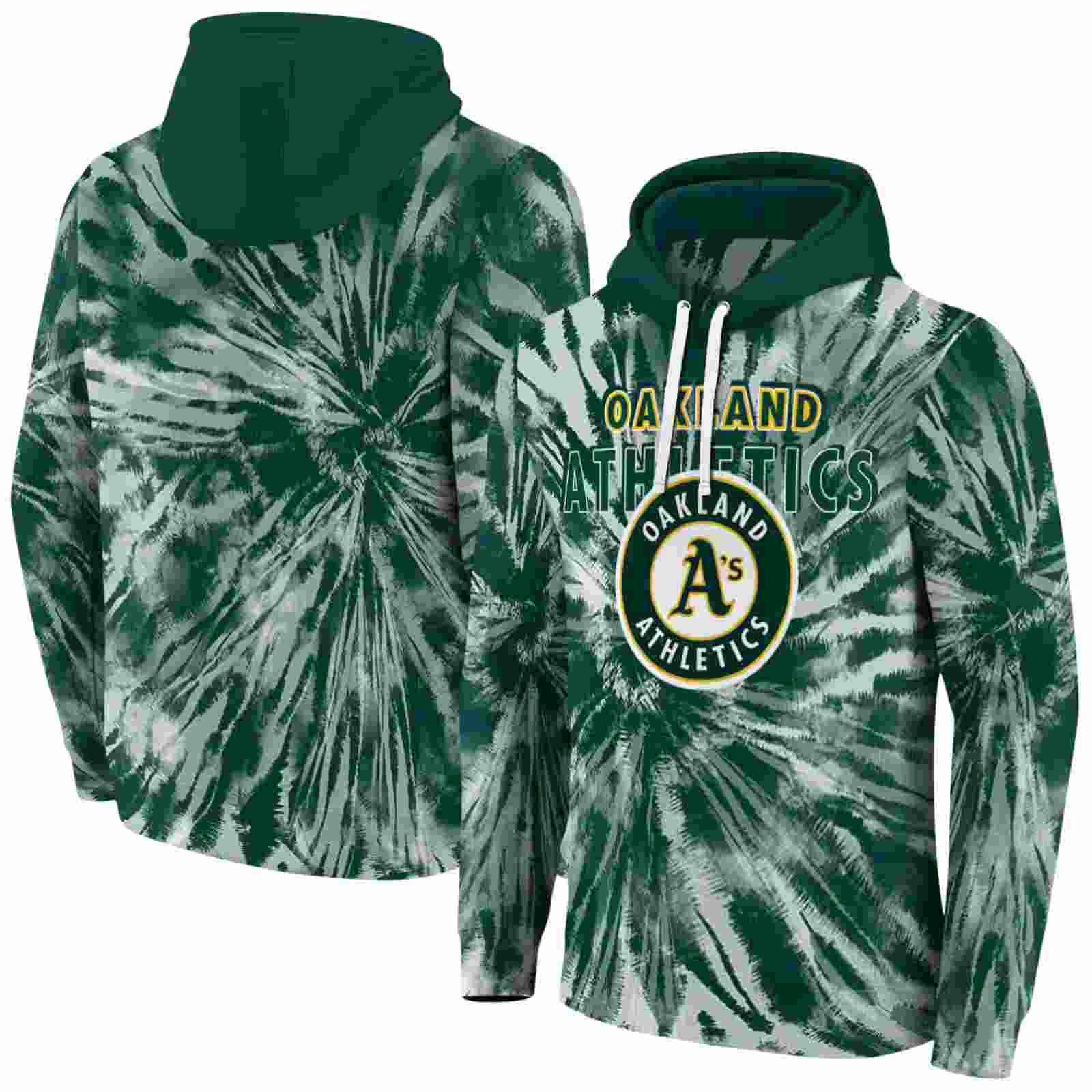 oakland athletics tie dye pattern green hoodie fashion forward