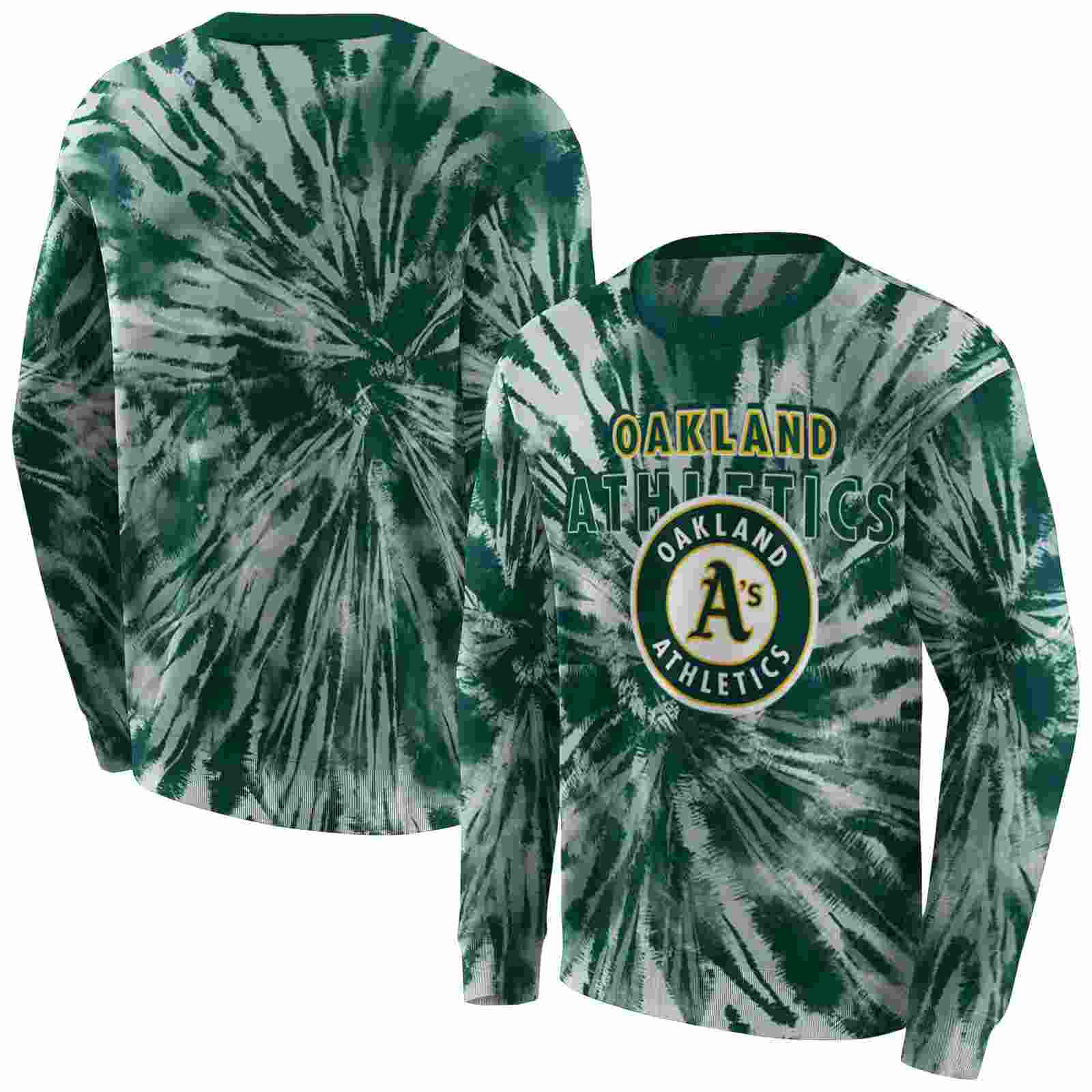 oakland athletics tie dye pattern green hoodie premium grade