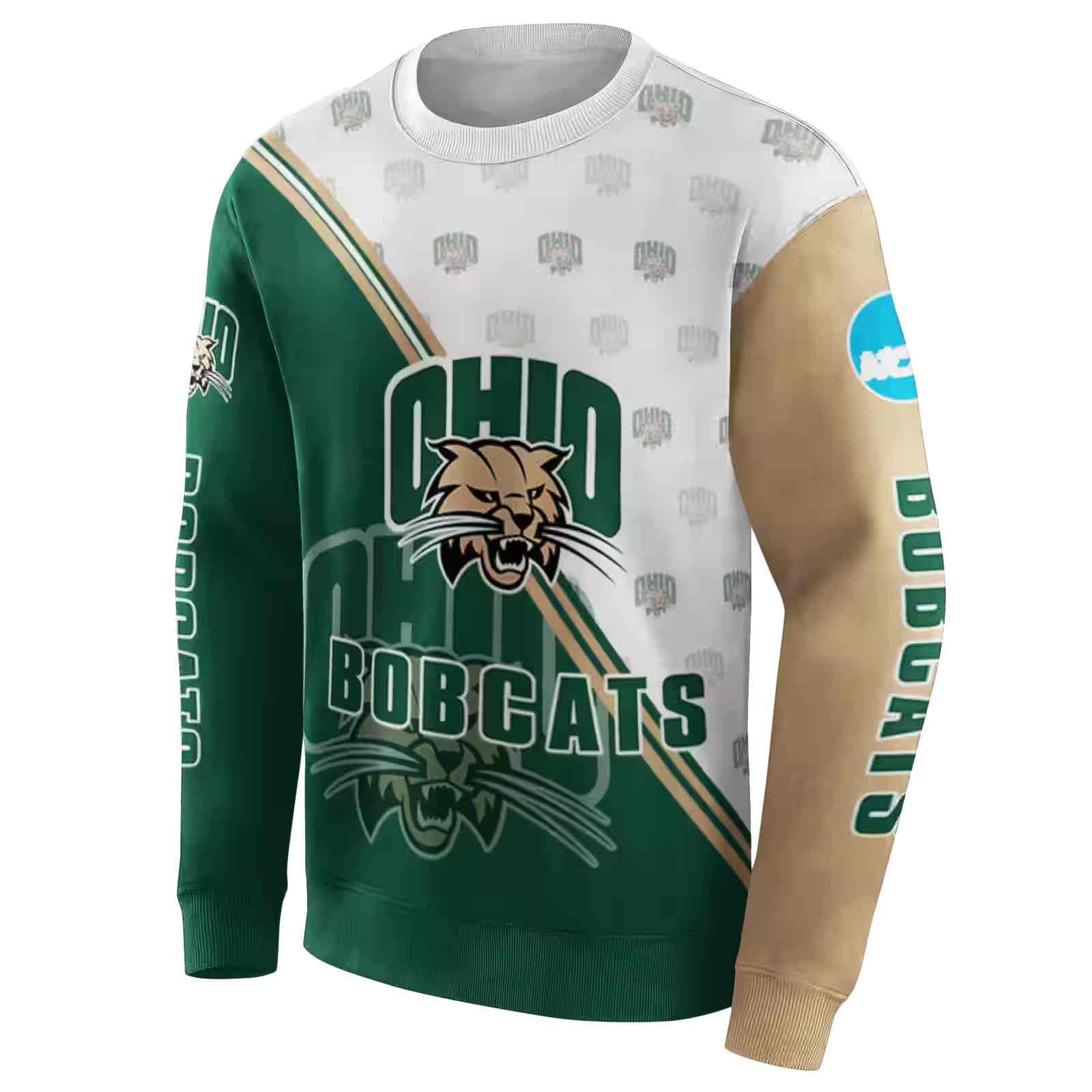 ohio bobcats diagonal stripe green white hoodie new arrival