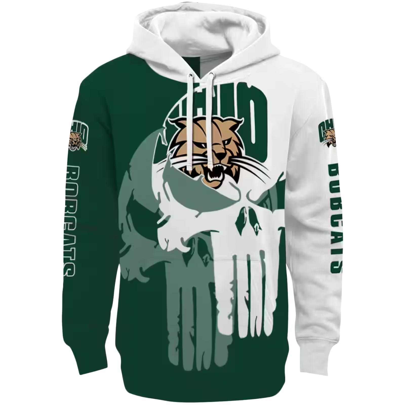 Ohio Bobcats Graphic Punisher Green White Hoodie