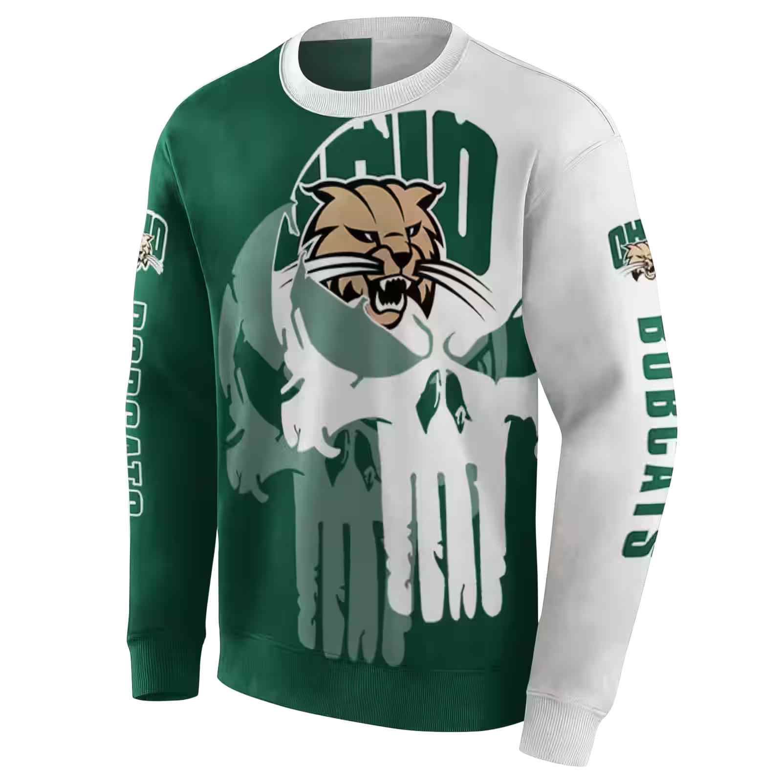 ohio bobcats graphic punisher green white hoodie new arrival