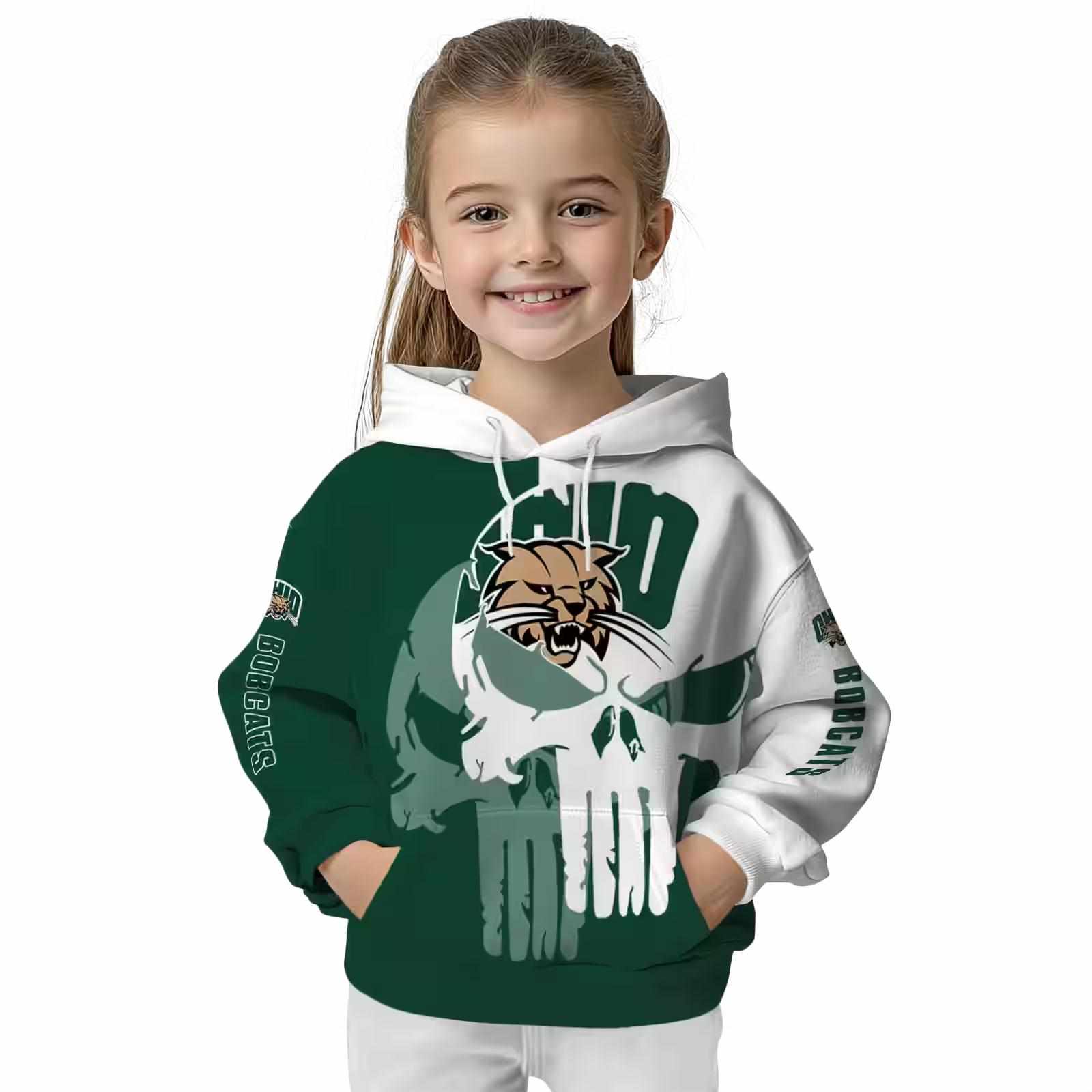 ohio bobcats graphic punisher green white hoodie top rated