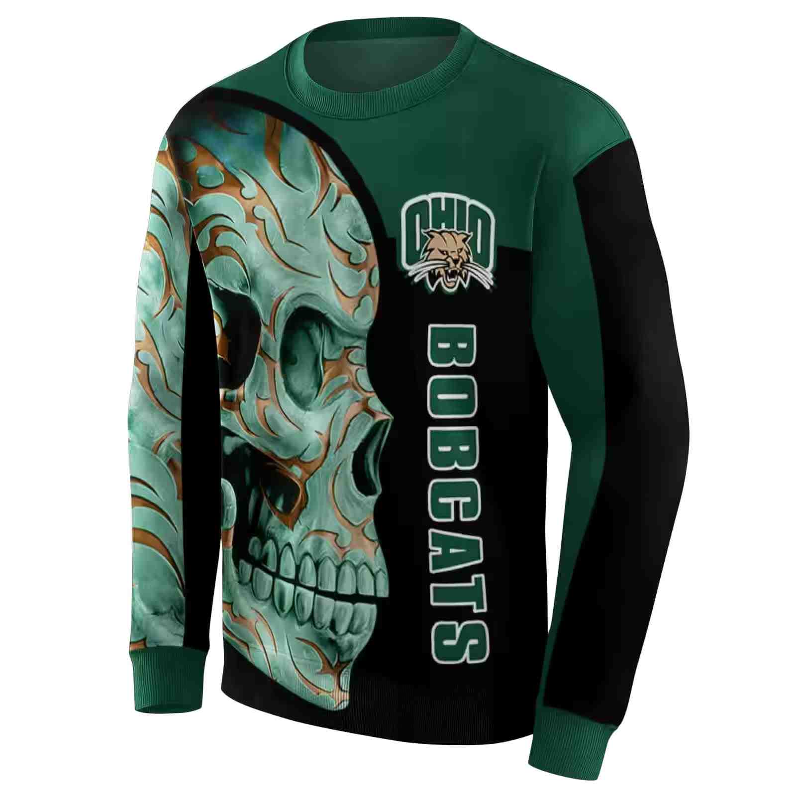 ohio bobcats skull motif green black hoodie new arrival