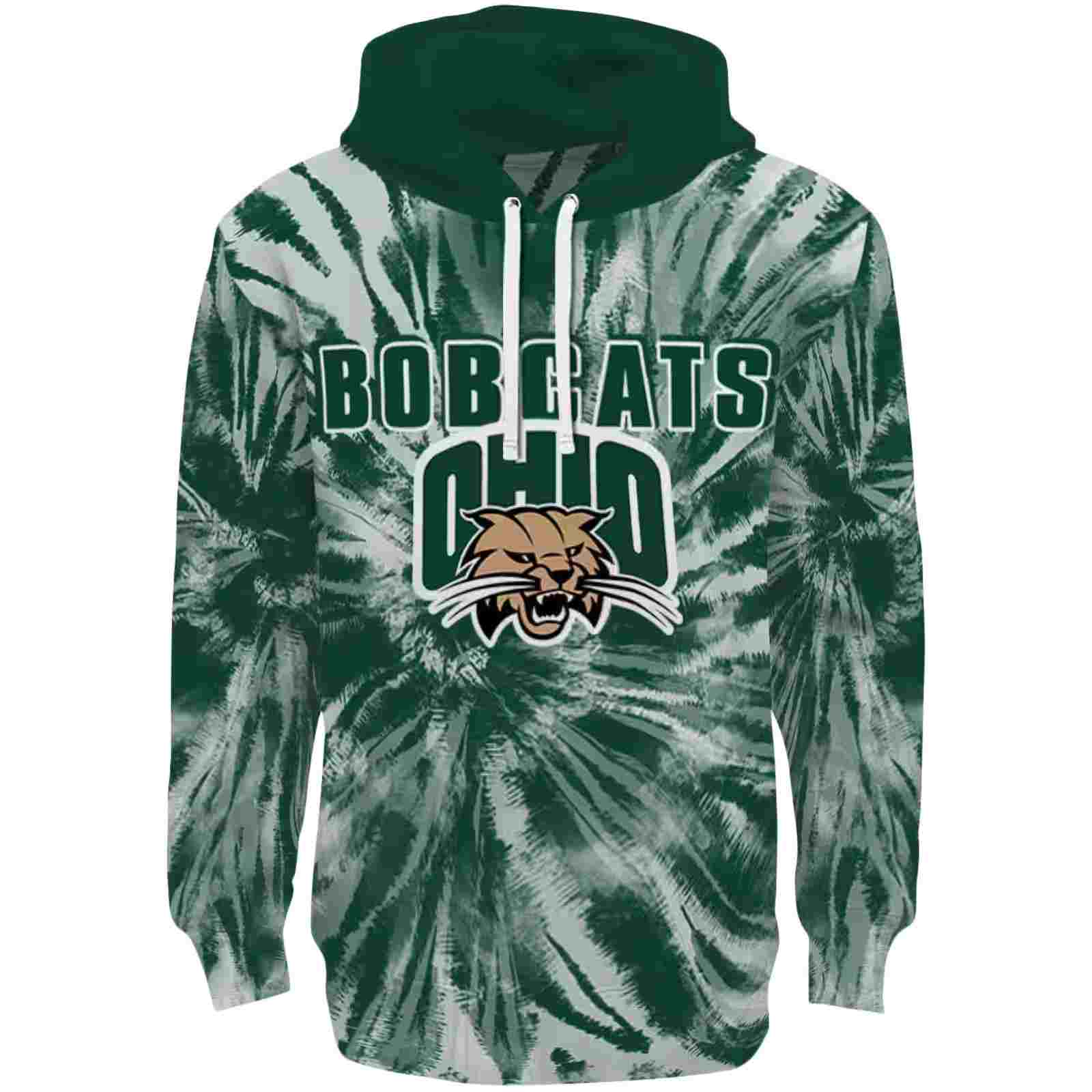 Ohio Bobcats Tie Dye Pattern Green Hoodie