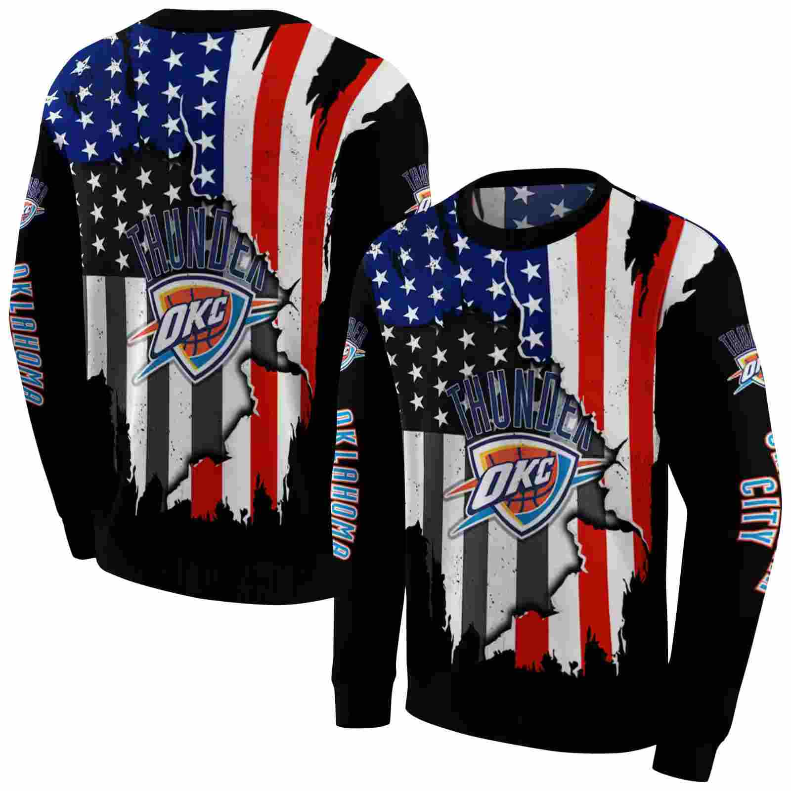 oklahoma city thunder american pride black hoodie premium grade