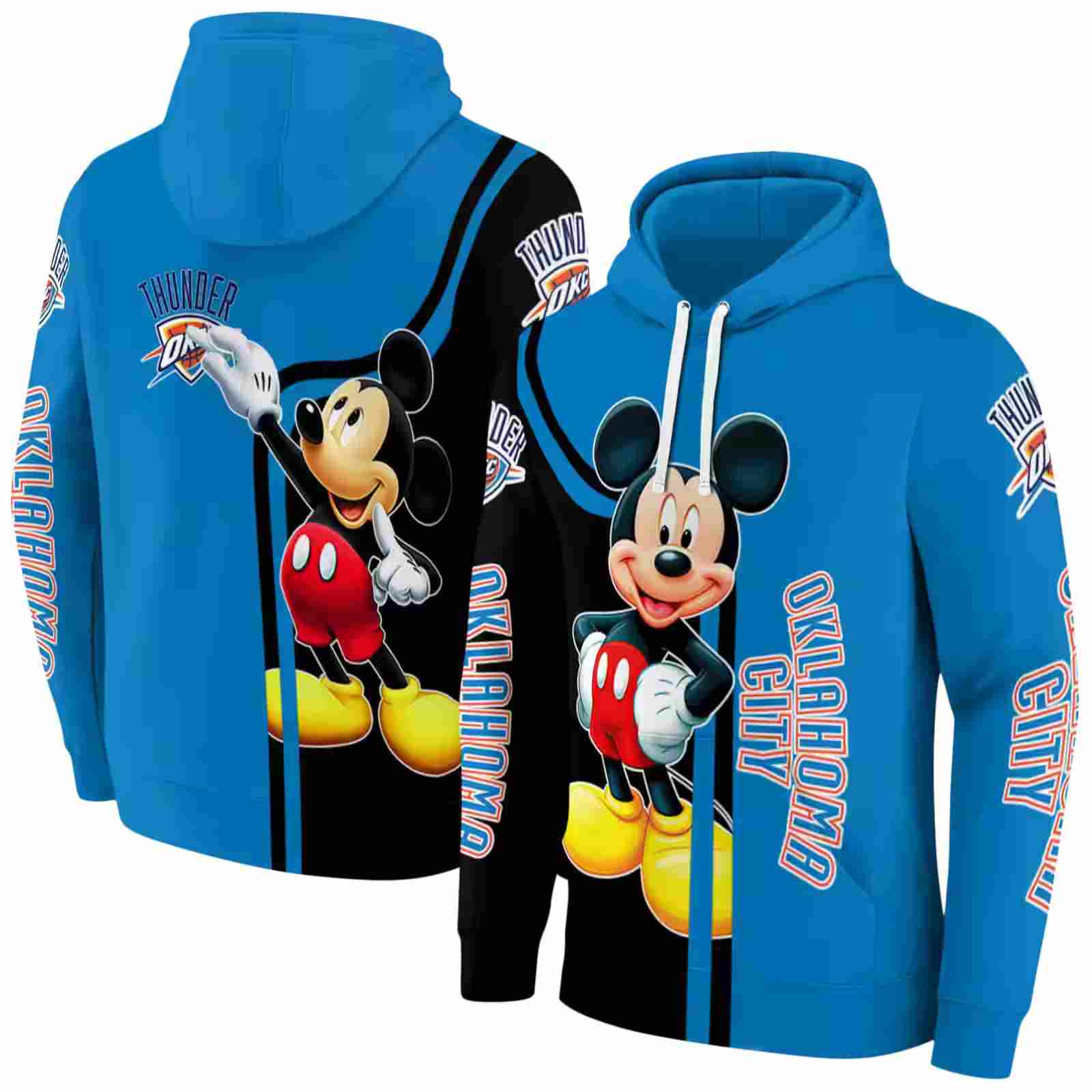 oklahoma city thunder mickey mouse blue black hoodie fashion forward