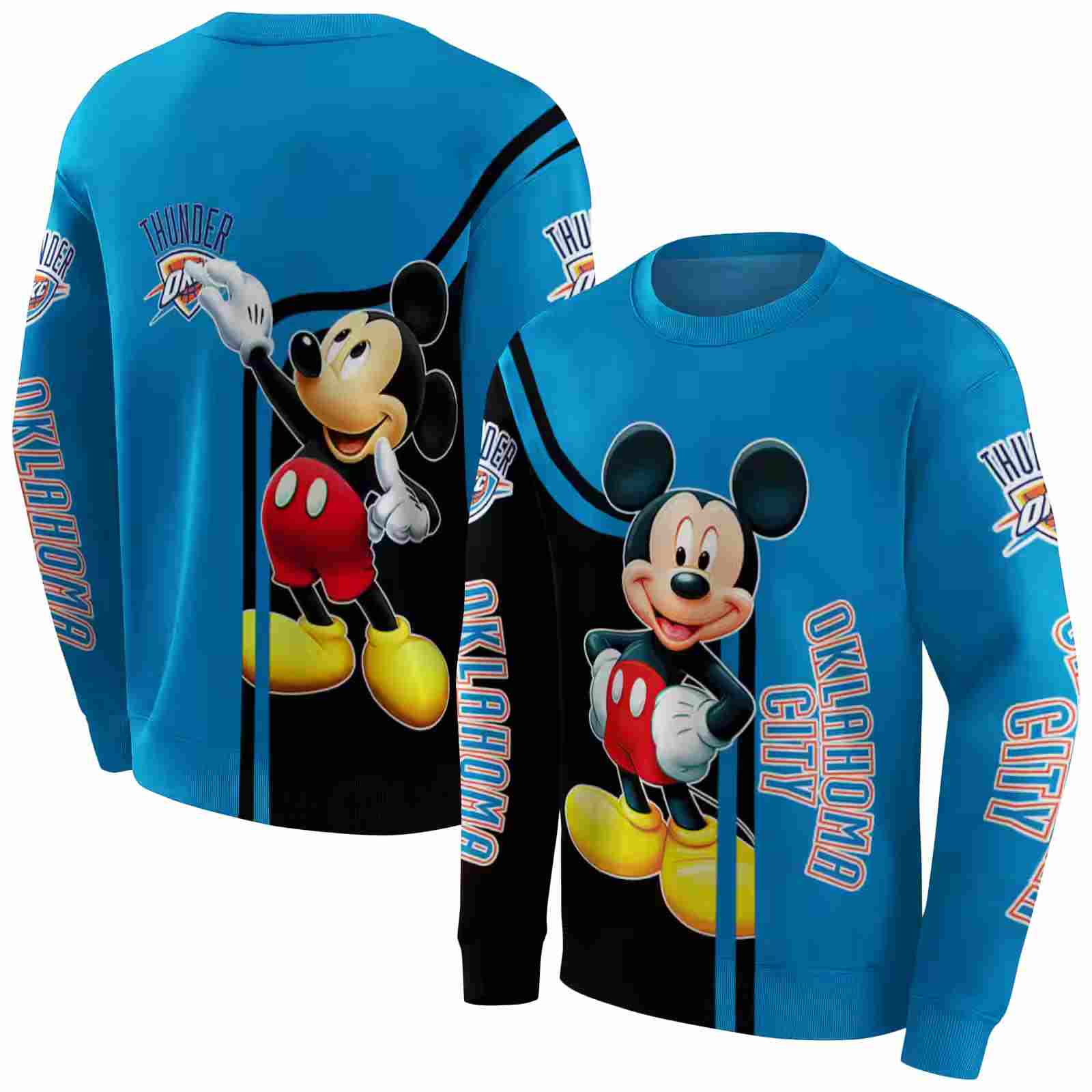 oklahoma city thunder mickey mouse blue black hoodie premium grade