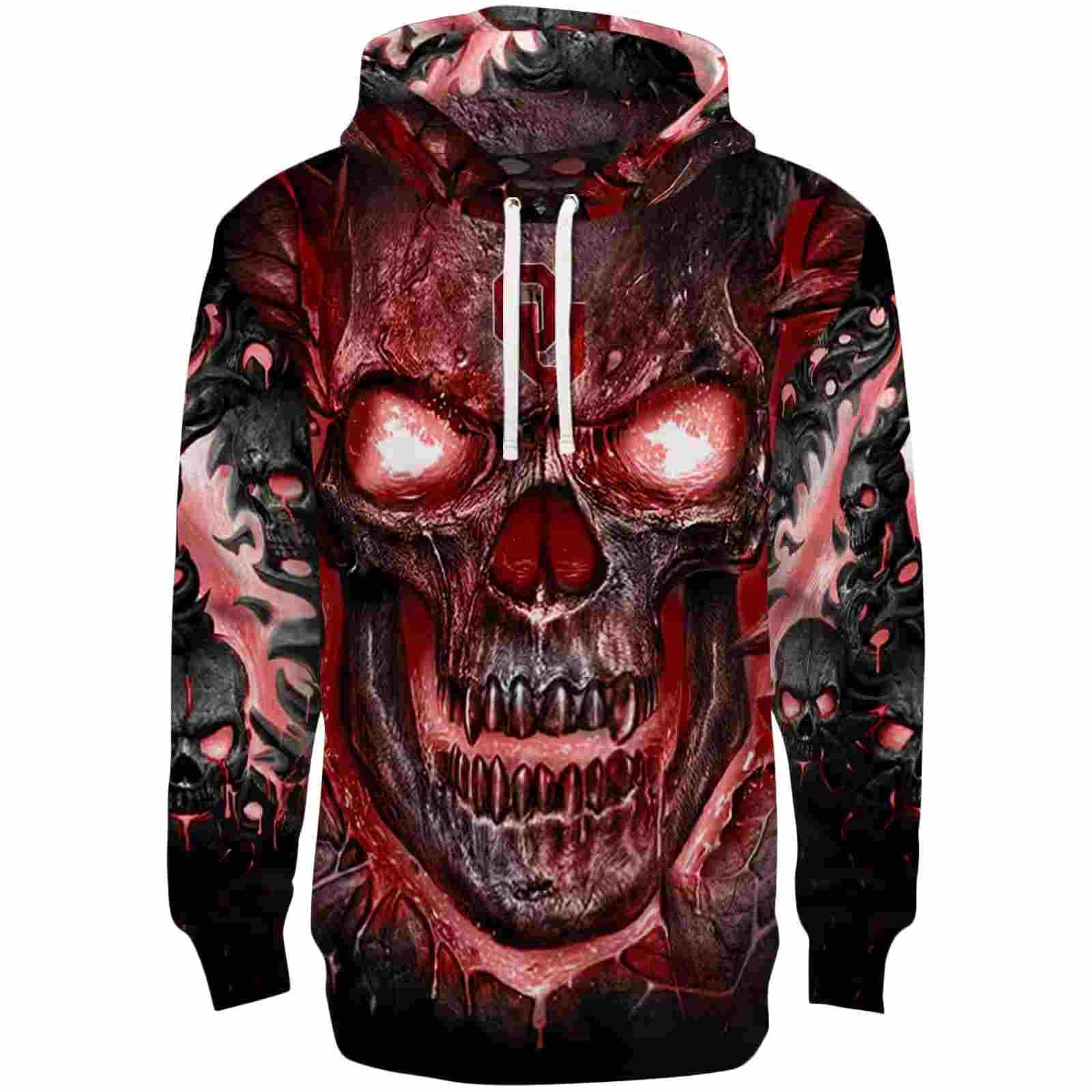 Oklahoma Sooners Demonic Skull Crimson Black Hoodie