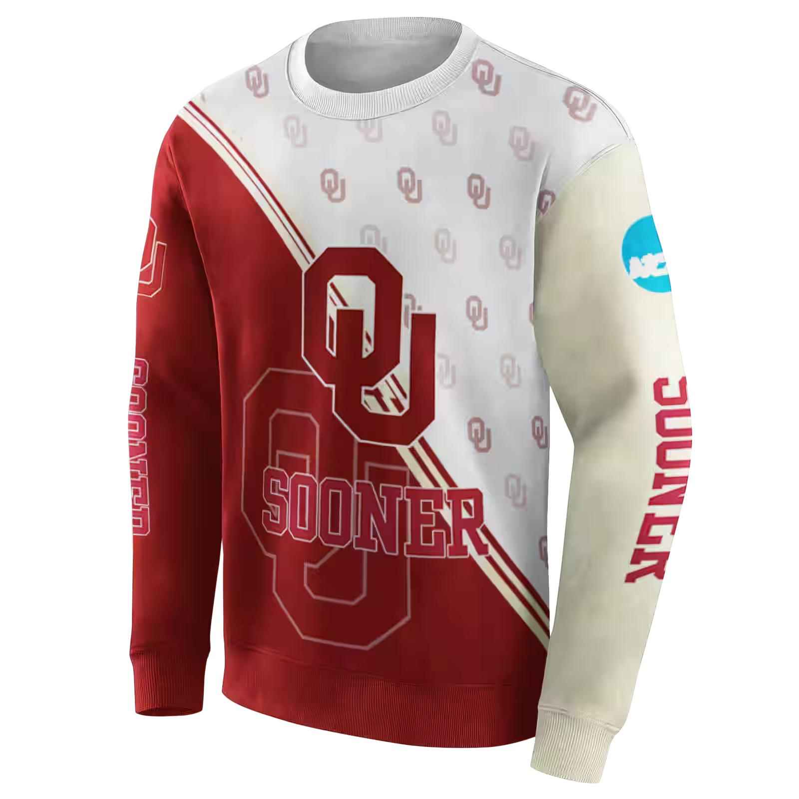 oklahoma sooners diagonal stripe crimson white hoodie new arrival