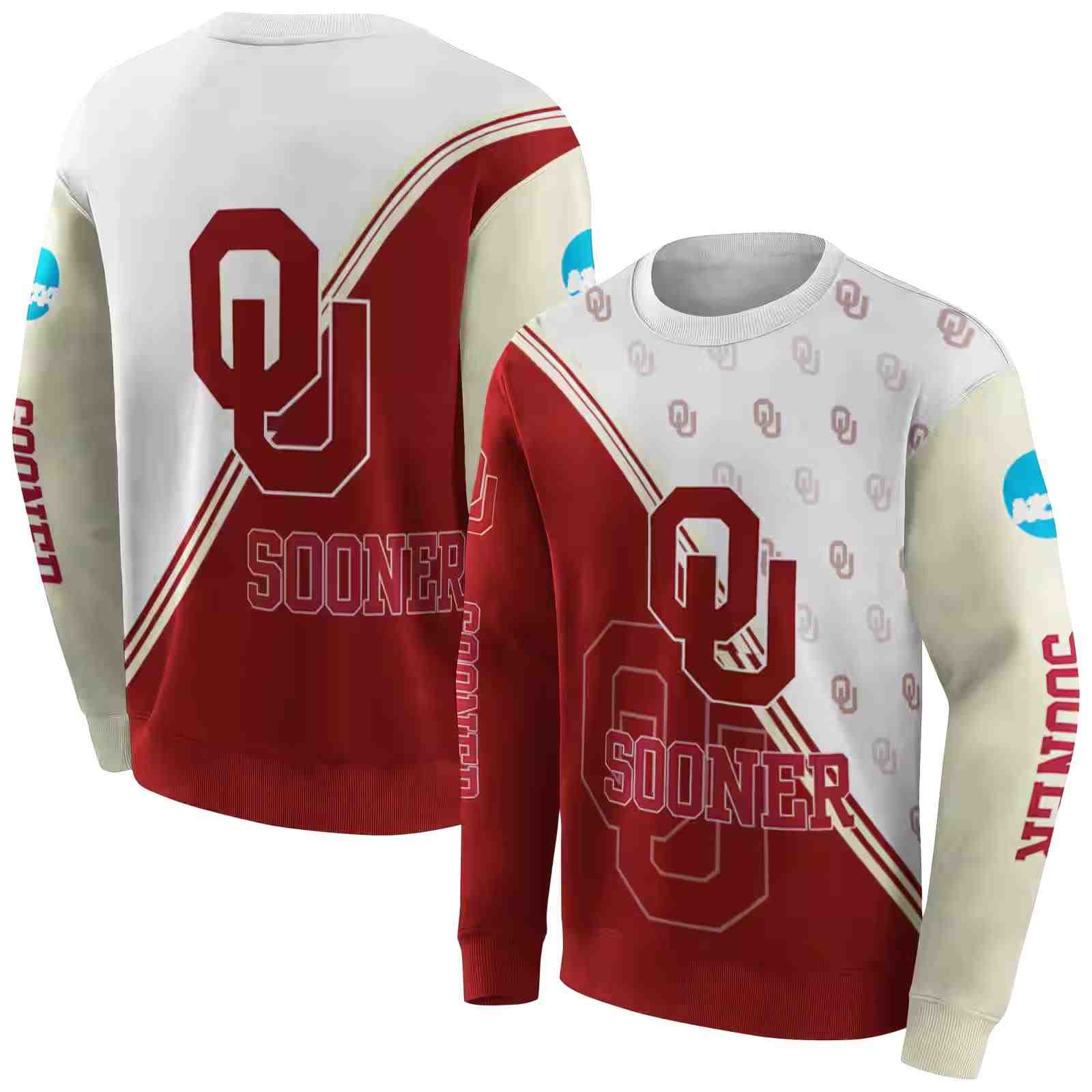 oklahoma sooners diagonal stripe crimson white hoodie premium grade