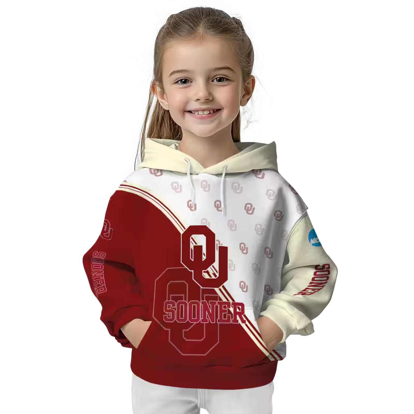 oklahoma sooners diagonal stripe crimson white hoodie top rated