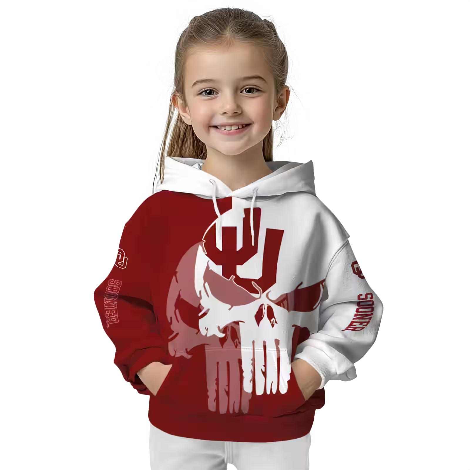 oklahoma sooners graphic punisher crimson white hoodie top rated