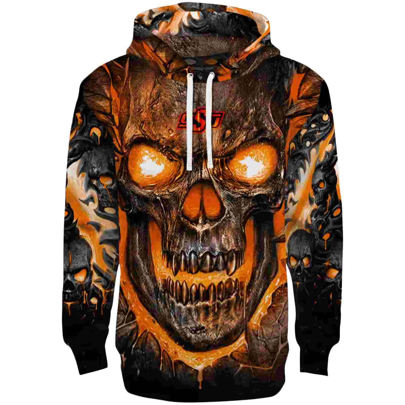Oklahoma State Cowboys Demonic Skull Orange Black Hoodie
