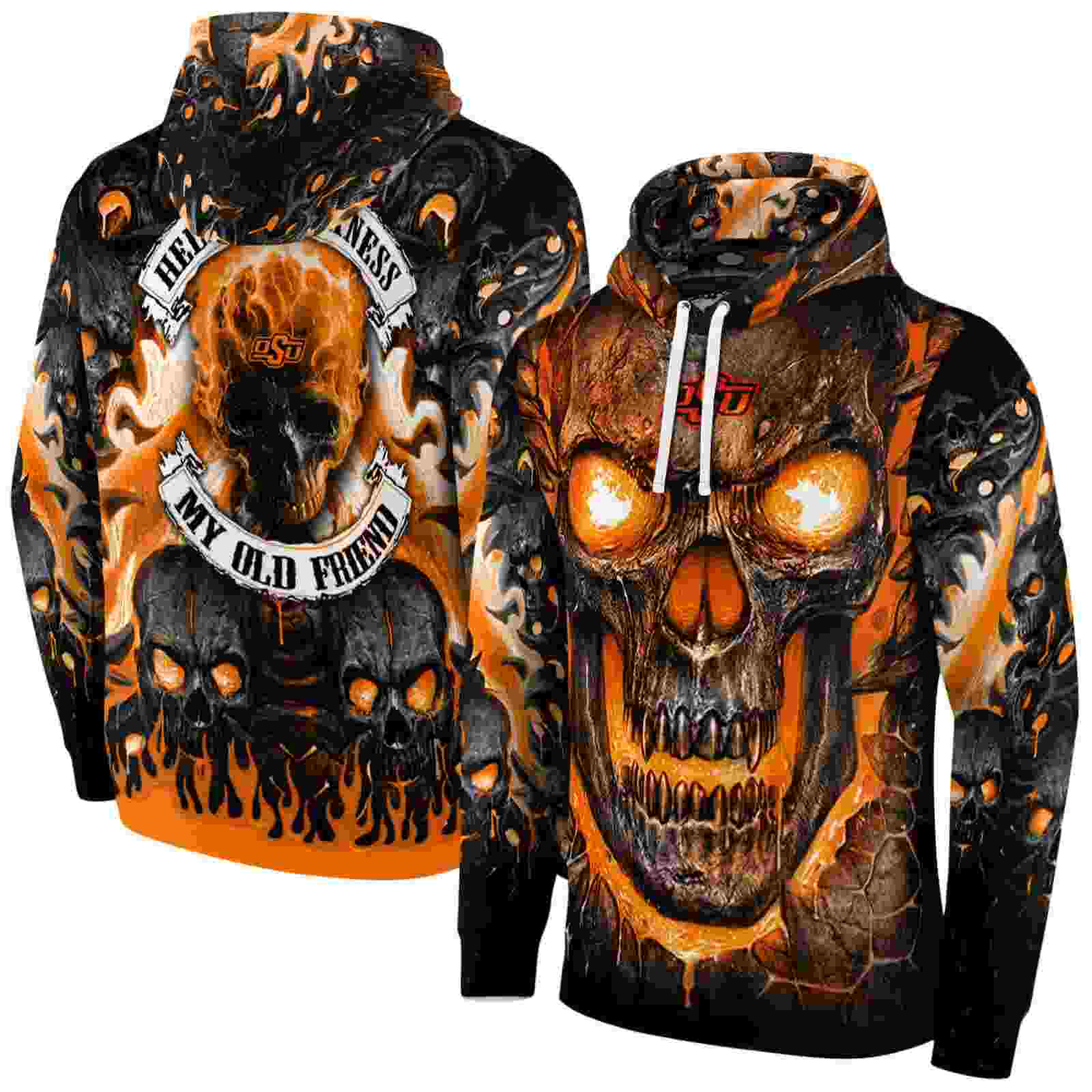 oklahoma state cowboys demonic skull orange black hoodie fashion forward