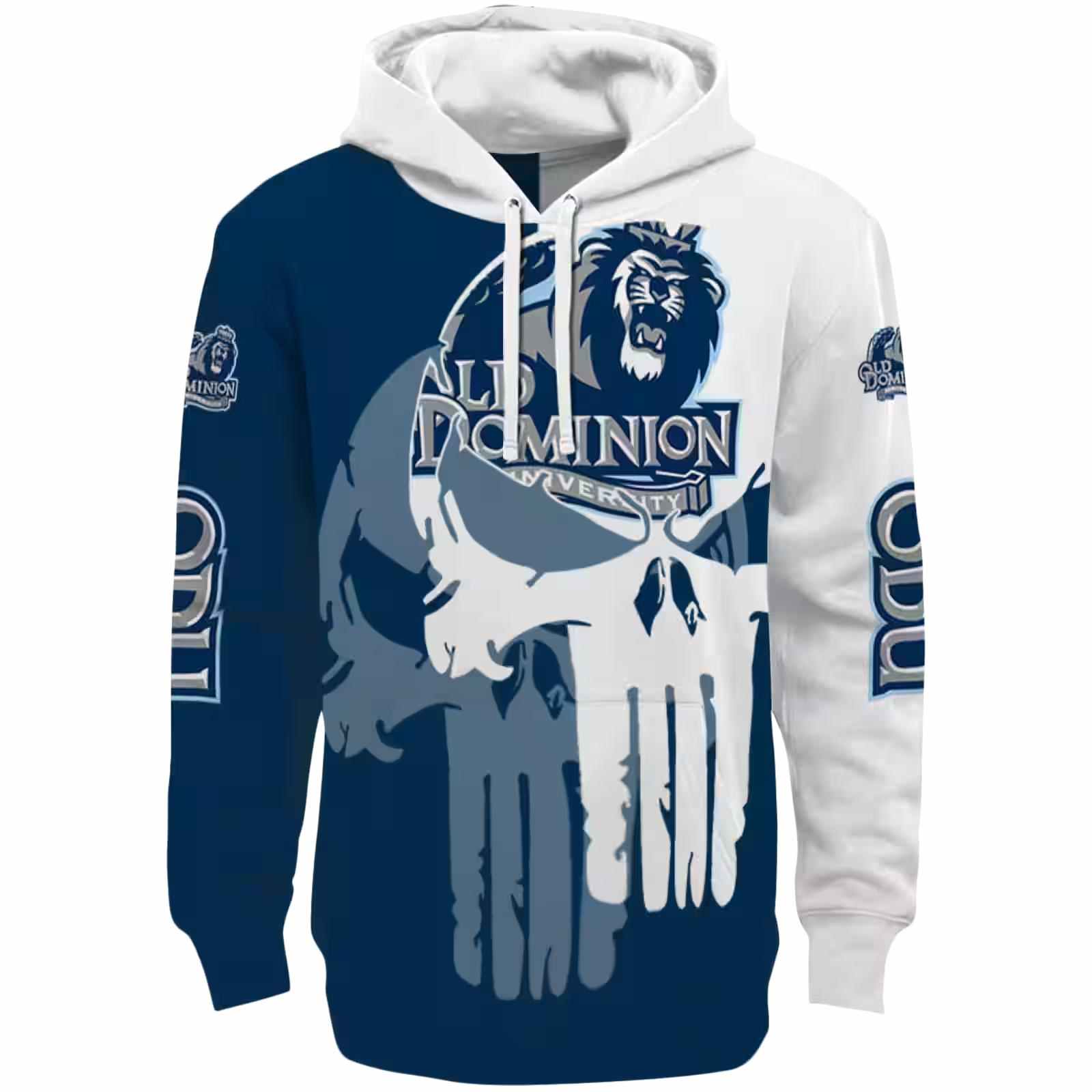 Old Dominion Monarchs Graphic Punisher Blue White Hoodie