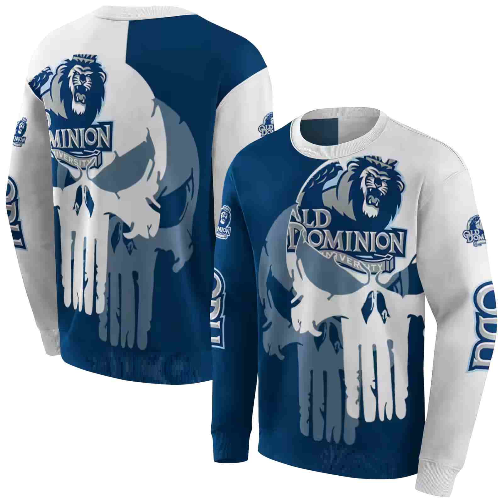 old dominion monarchs graphic punisher blue white hoodie premium grade