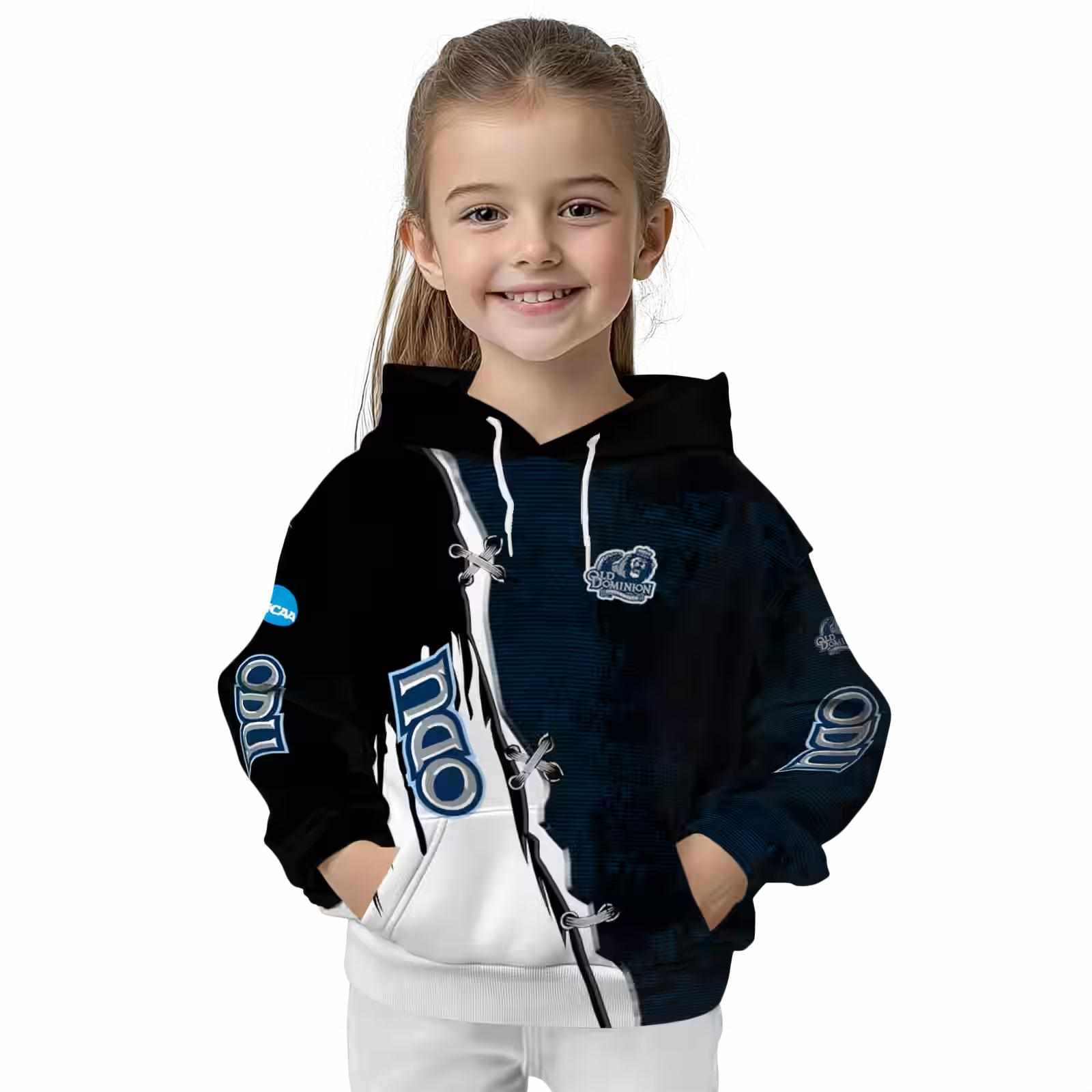 old dominion monarchs ripped pattern blue black white hoodie top rated