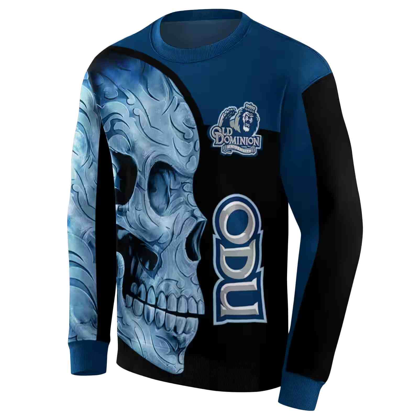 old dominion monarchs skull motif blue black hoodie new arrival