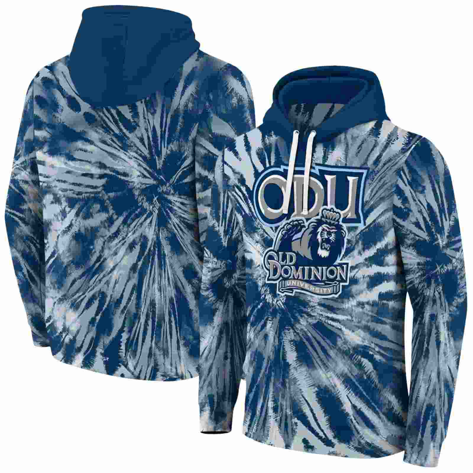 old dominion monarchs tie dye pattern blue hoodie fashion forward