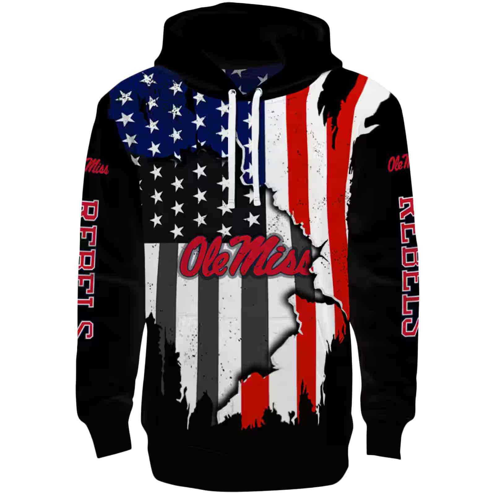 Ole Miss Rebels American Pride Black Hoodie