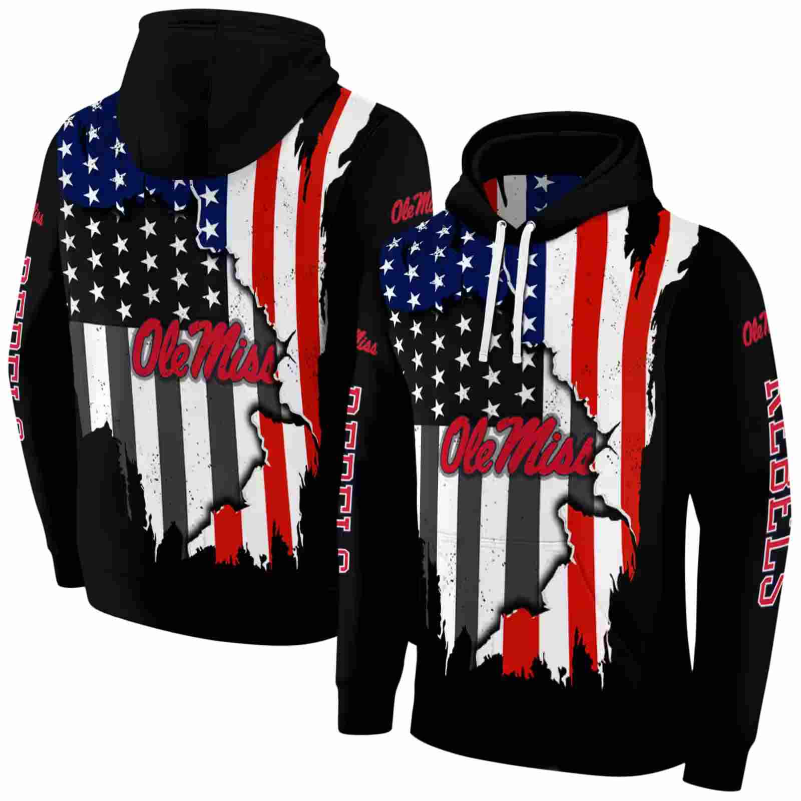 ole miss rebels american pride black hoodie fashion forward