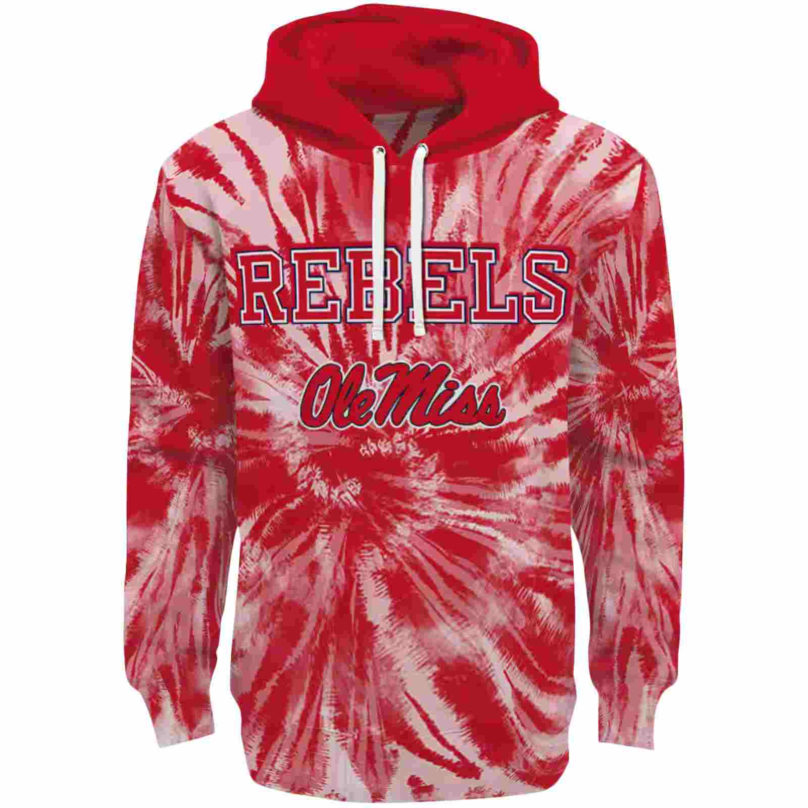 Ole Miss Rebels Tie Dye Pattern Red Hoodie