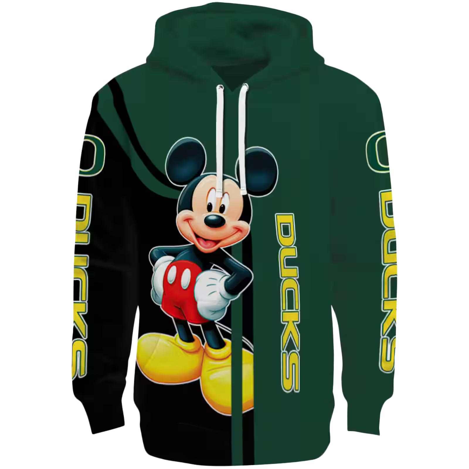 Oregon Ducks Mickey Mouse Green Black Hoodie