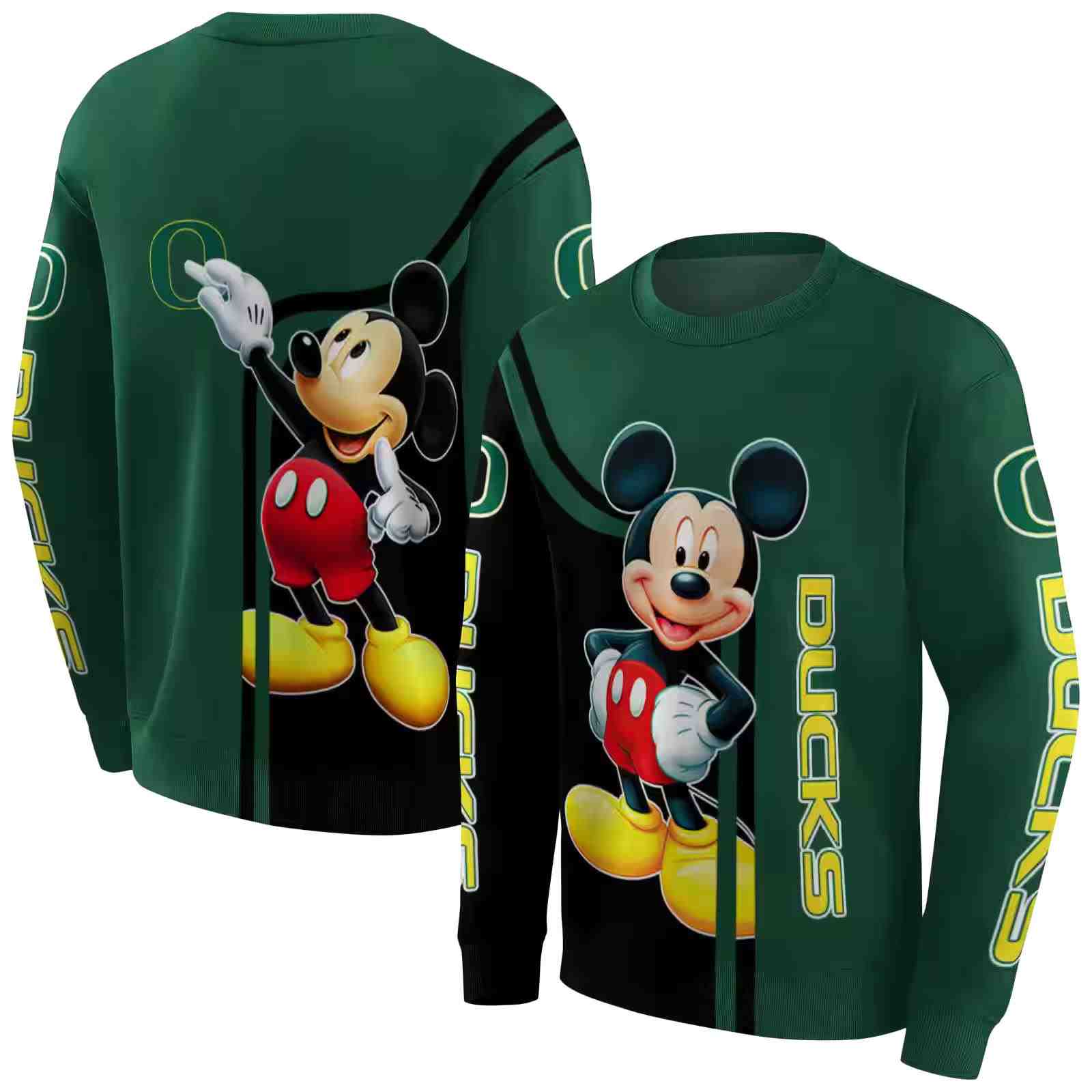 oregon ducks mickey mouse green black hoodie premium grade