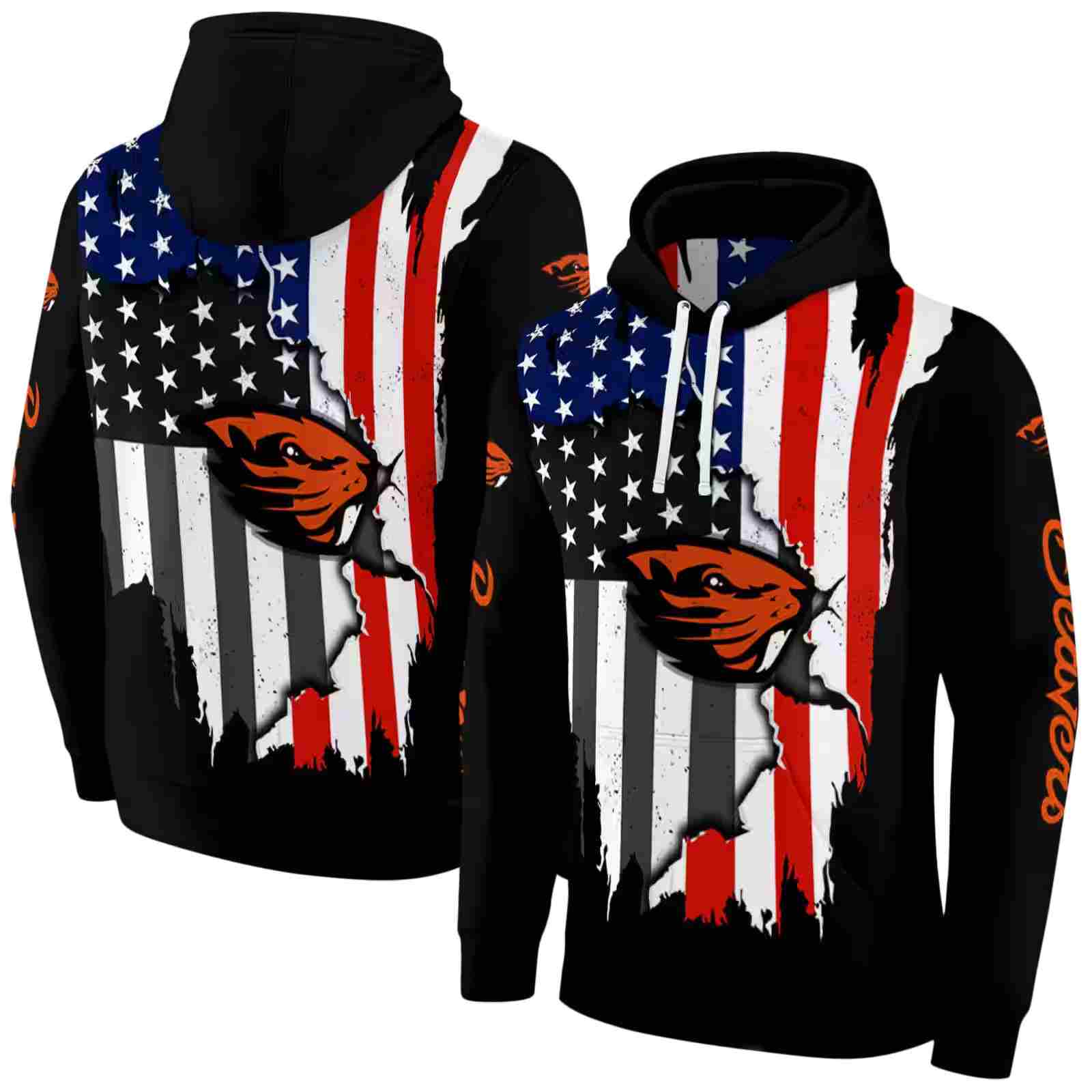 oregon state beavers american pride black hoodie fashion forward