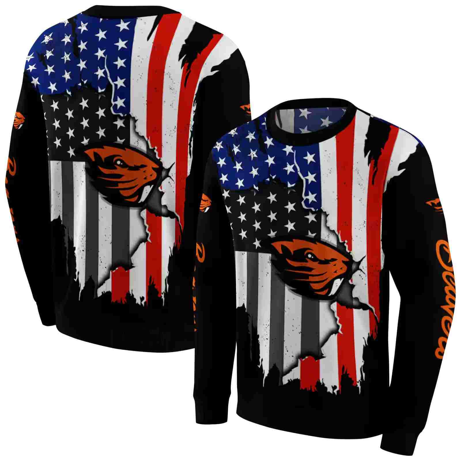 oregon state beavers american pride black hoodie premium grade