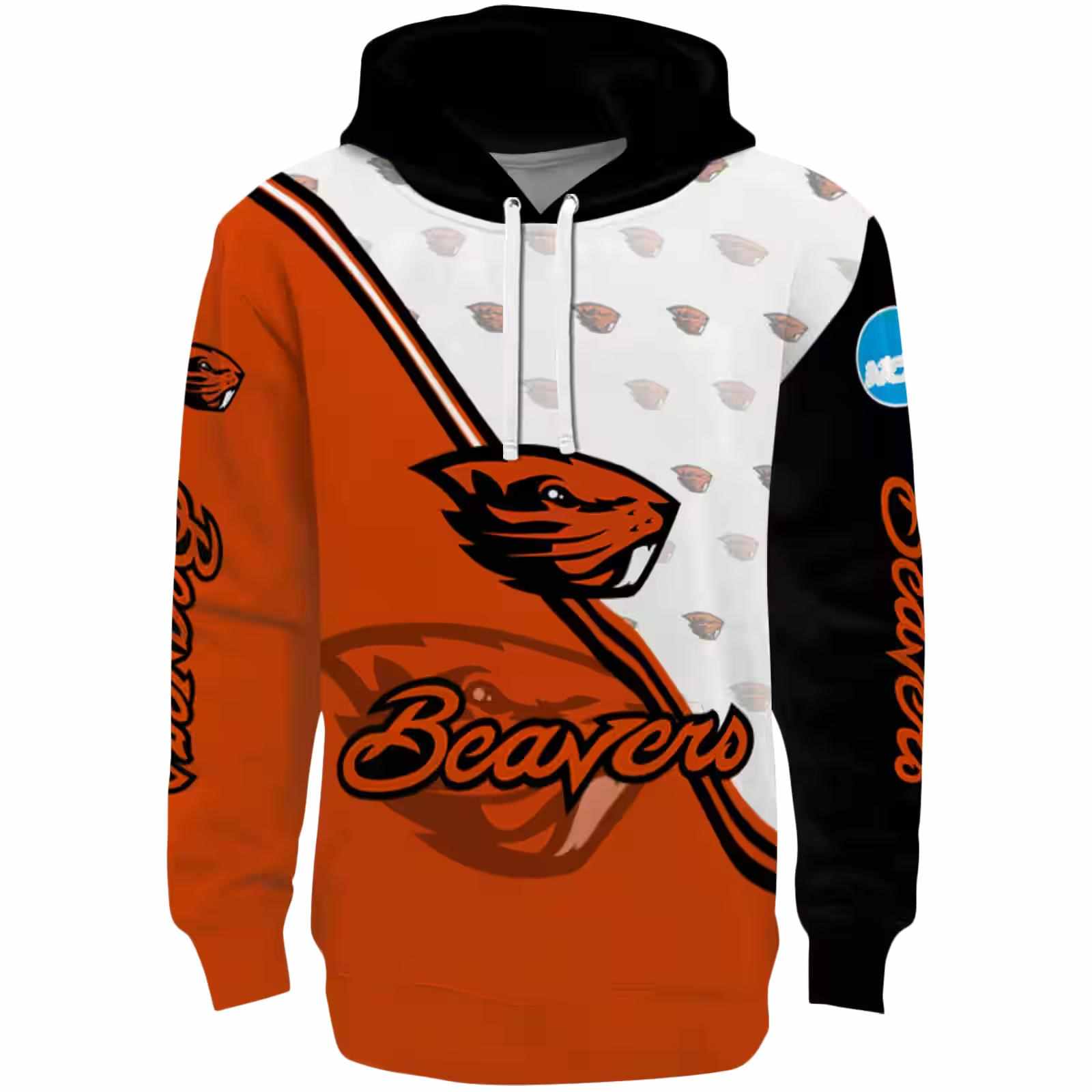 Oregon State Beavers Diagonal Stripe Orange White Hoodie