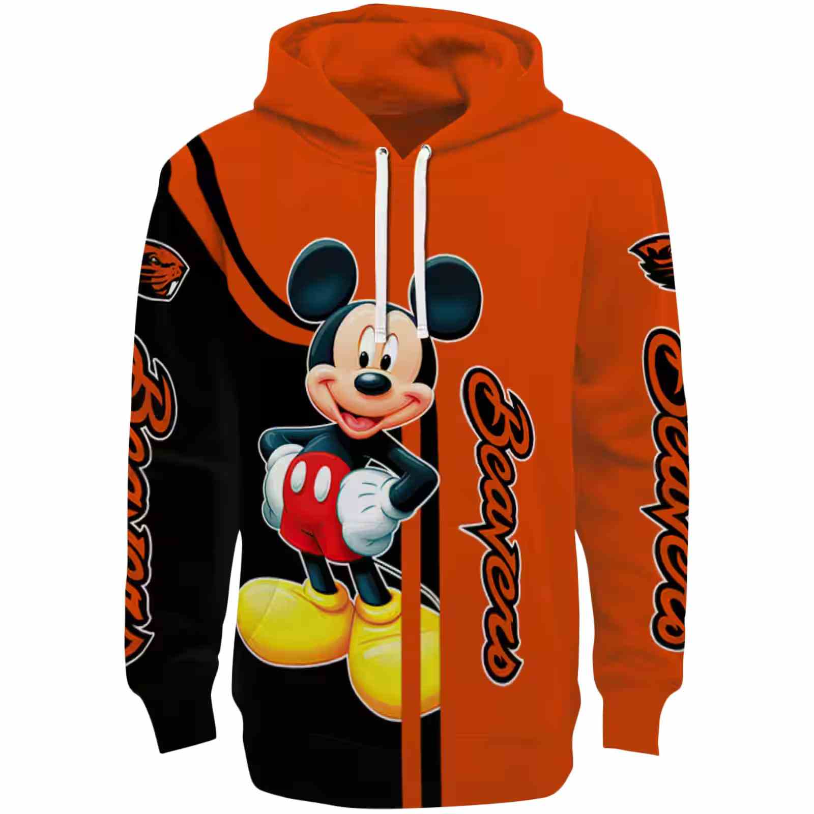 Oregon State Beavers Mickey Mouse Orange Black Hoodie