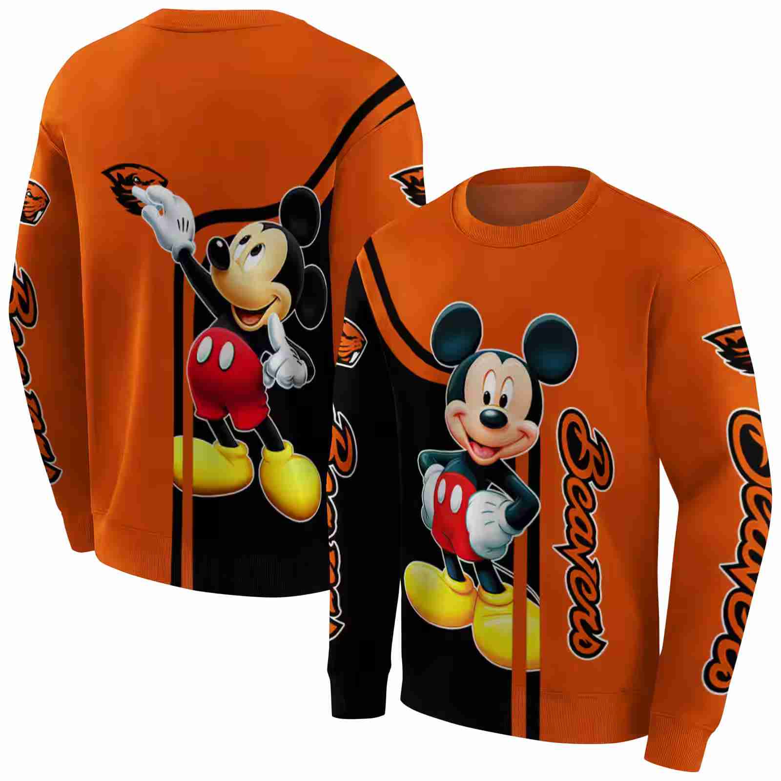 oregon state beavers mickey mouse orange black hoodie premium grade