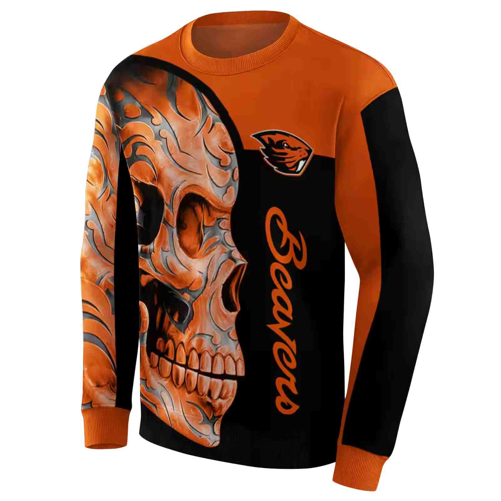 oregon state beavers skull motif orange black hoodie new arrival